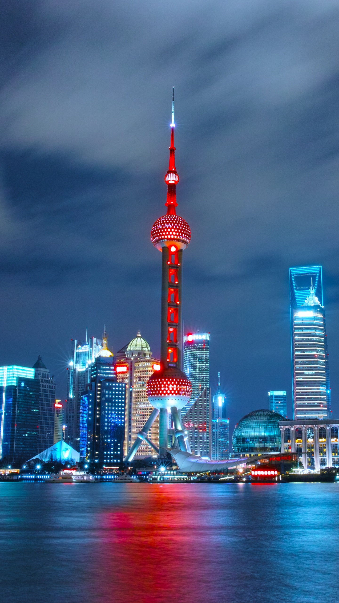 City Skyline During Night Time. Wallpaper in 1440x2560 Resolution