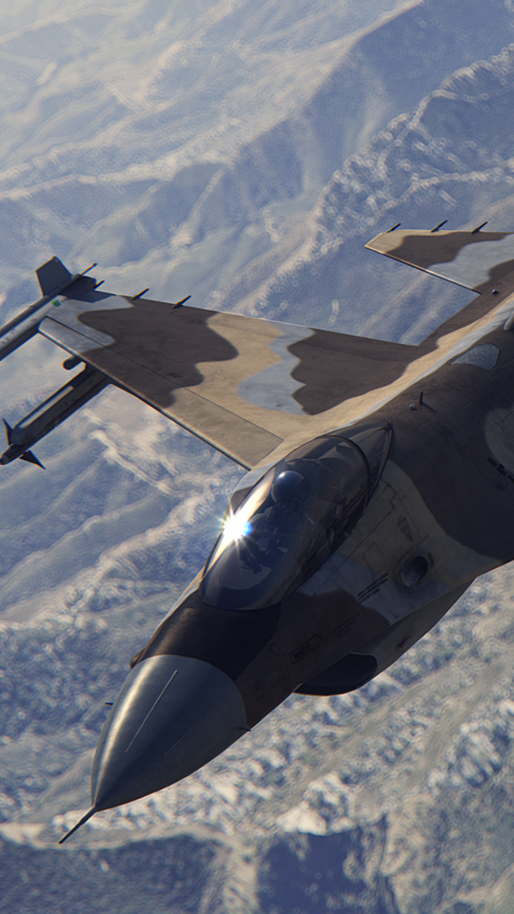 Black Fighter Jet Flying Over Snow Covered Mountain During Daytime. Wallpaper in 750x1334 Resolution