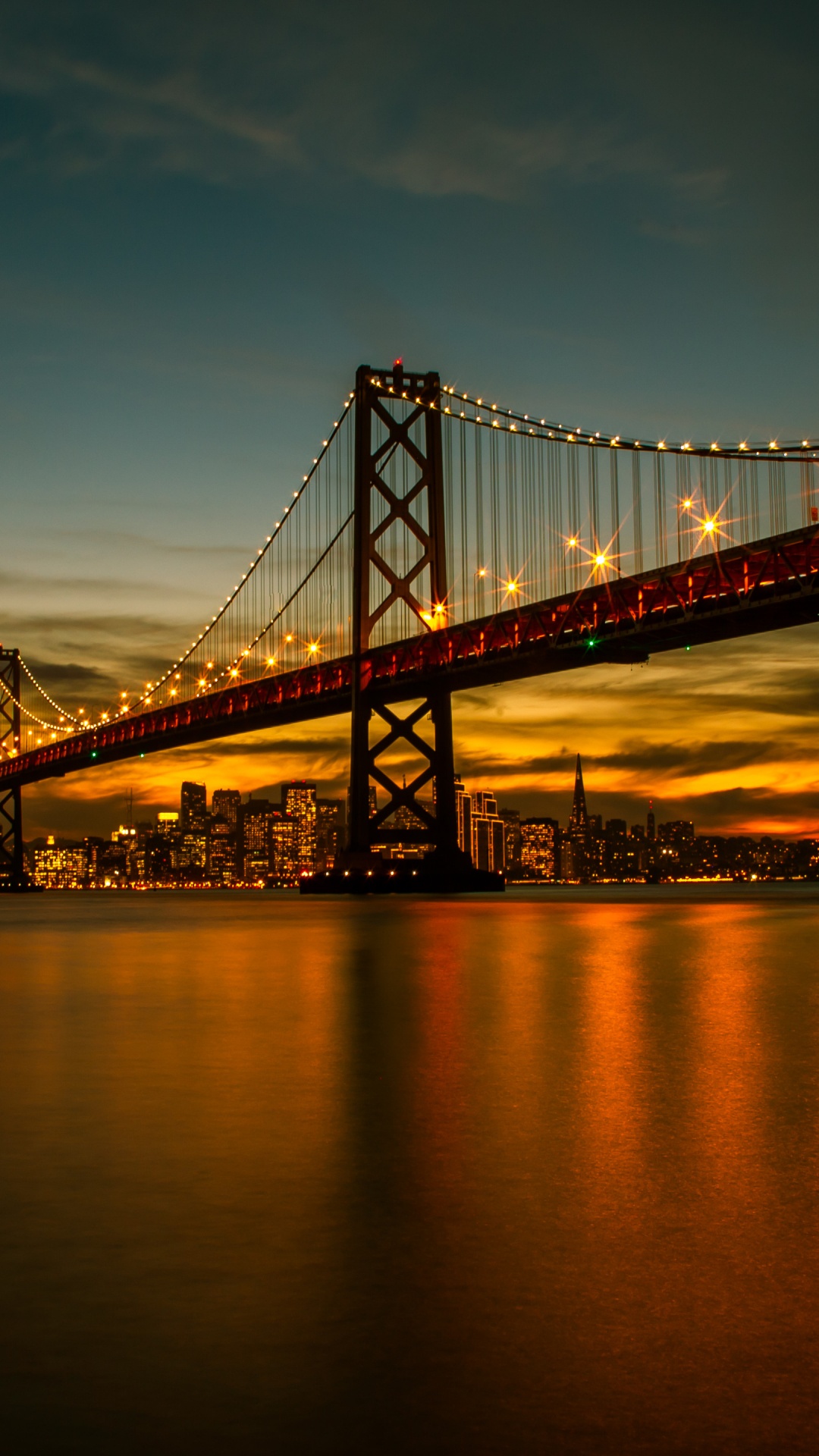San Francisco, San Francisco Oakland Bay Bridge, Puente Golden Gate, Isla de Alcatraz, Agua. Wallpaper in 1080x1920 Resolution