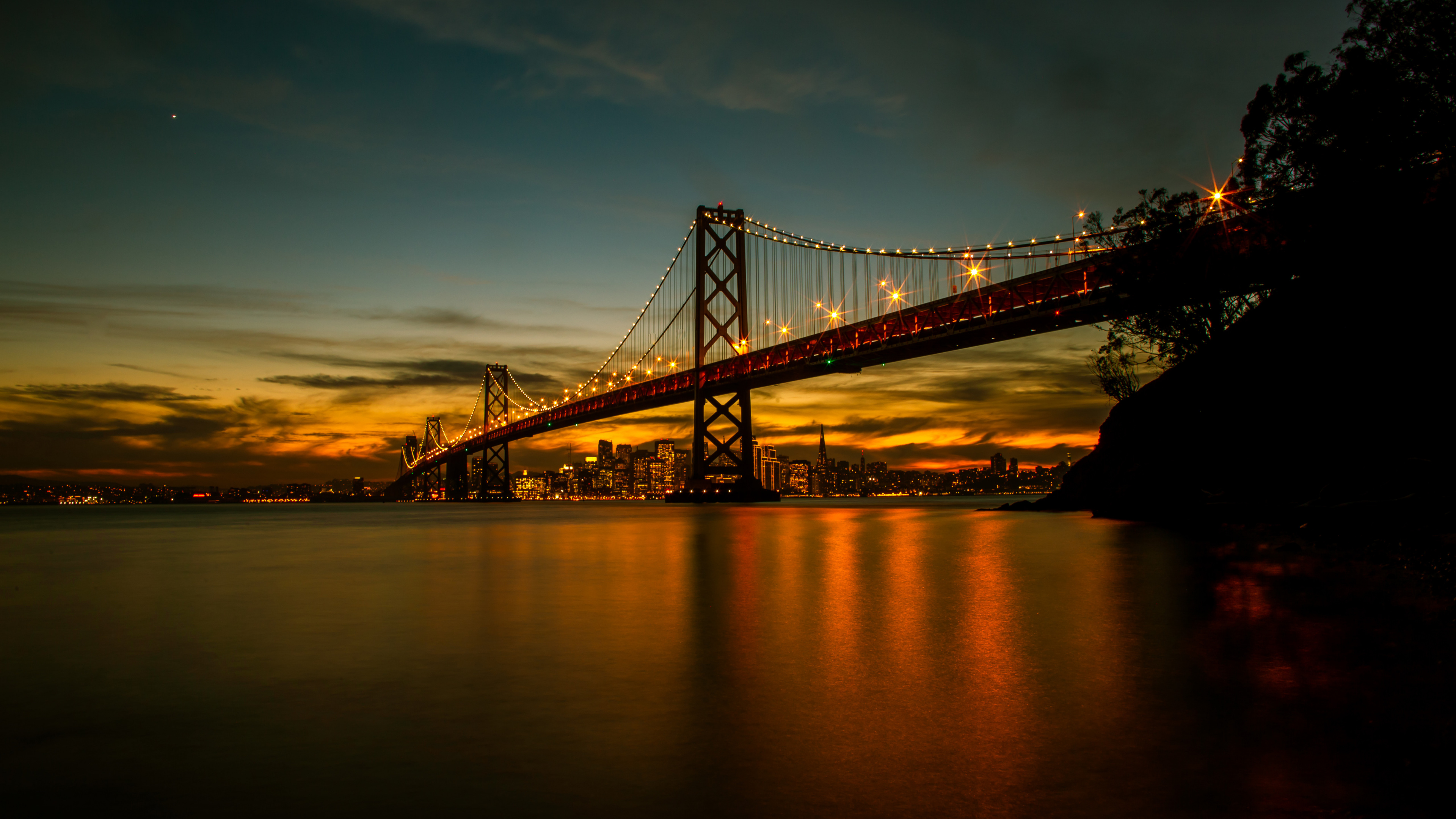 San Francisco, San Francisco Oakland Bay Bridge, Puente Golden Gate, Isla de Alcatraz, Agua. Wallpaper in 3840x2160 Resolution