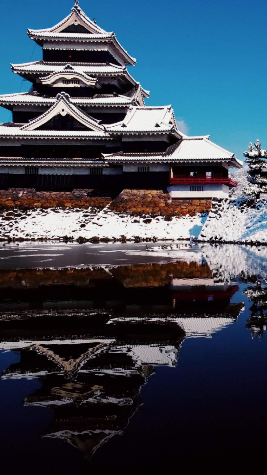 冬天, 反射, 寺庙, 历史站, 滑雪胜地 壁纸 1080x1920 允许