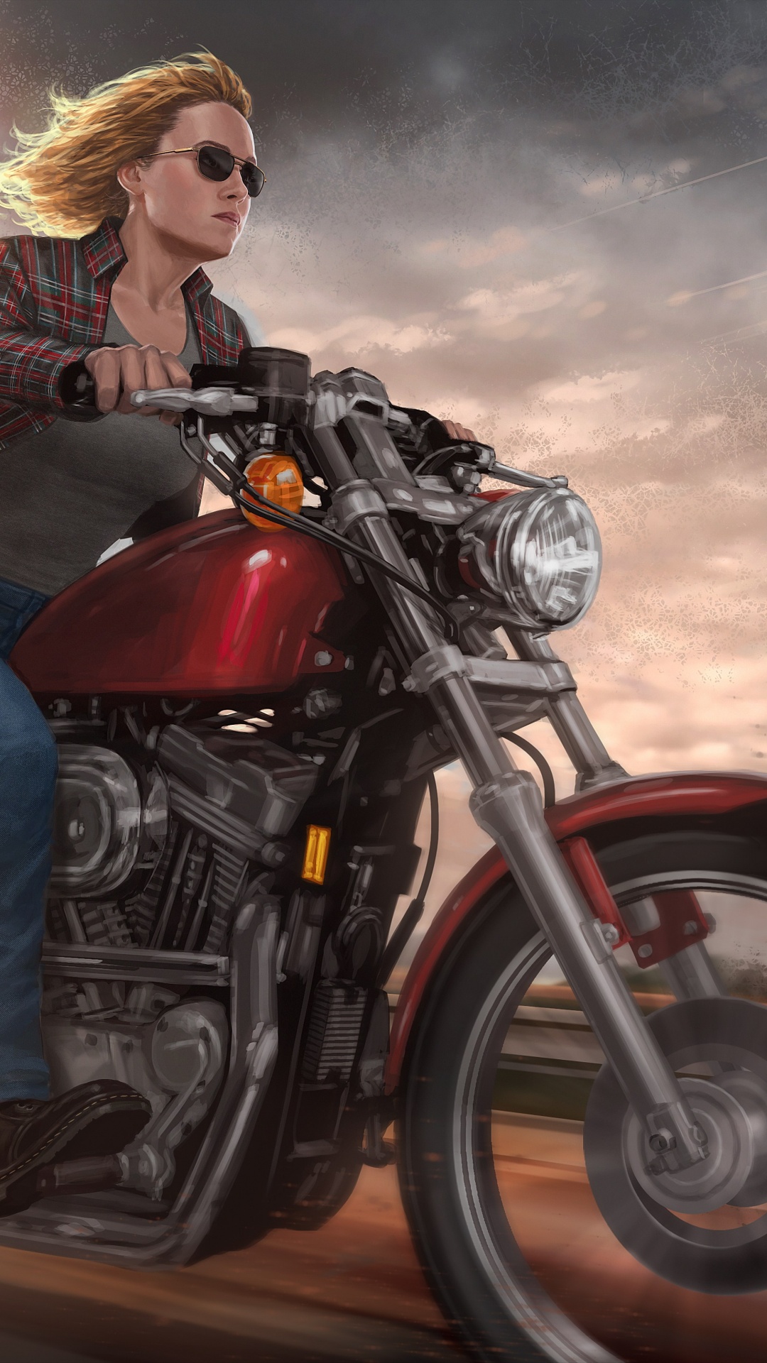 Kapitän Wunder Motorrad, Captain Marvel, Carol Danvers, Superhelden, Marvel. Wallpaper in 1080x1920 Resolution