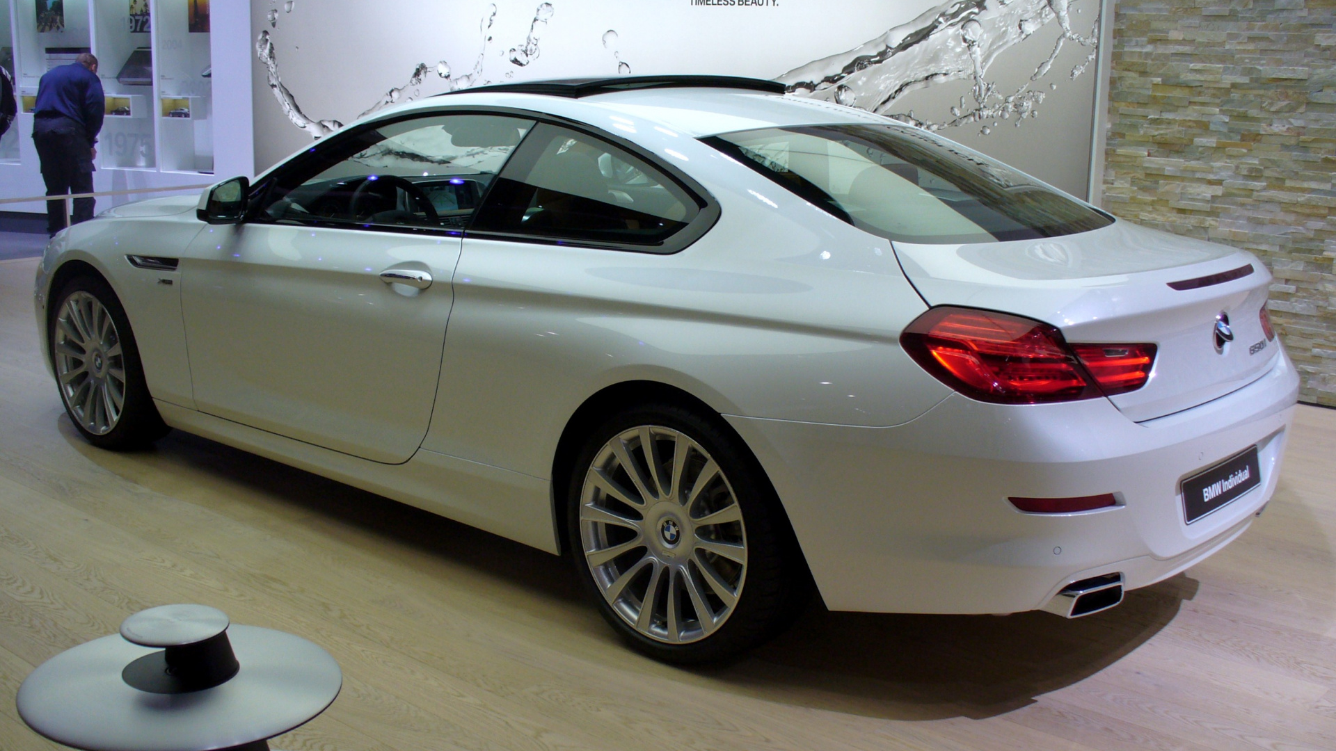 White Sedan on Gray Pavement. Wallpaper in 1920x1080 Resolution