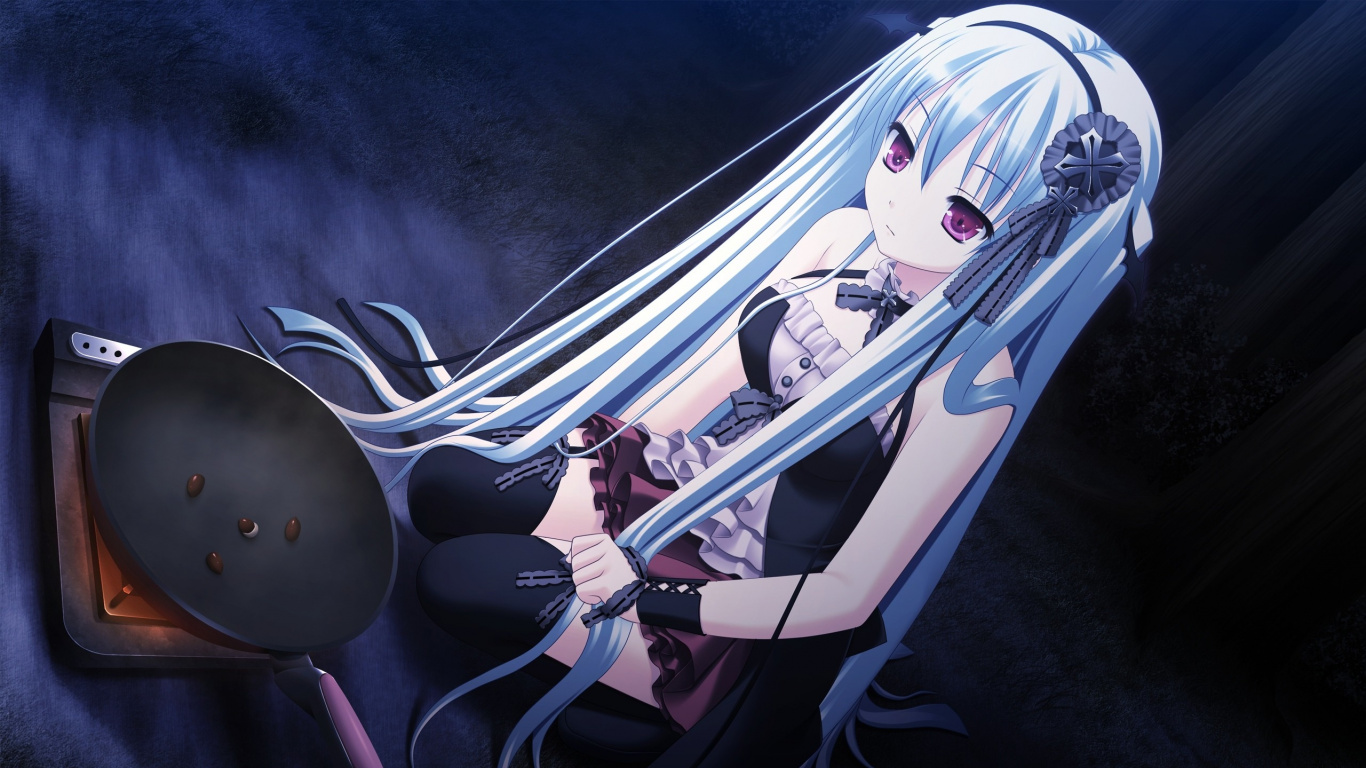 Femme en Robe Noire et Blanche Personnage D'anime. Wallpaper in 1366x768 Resolution