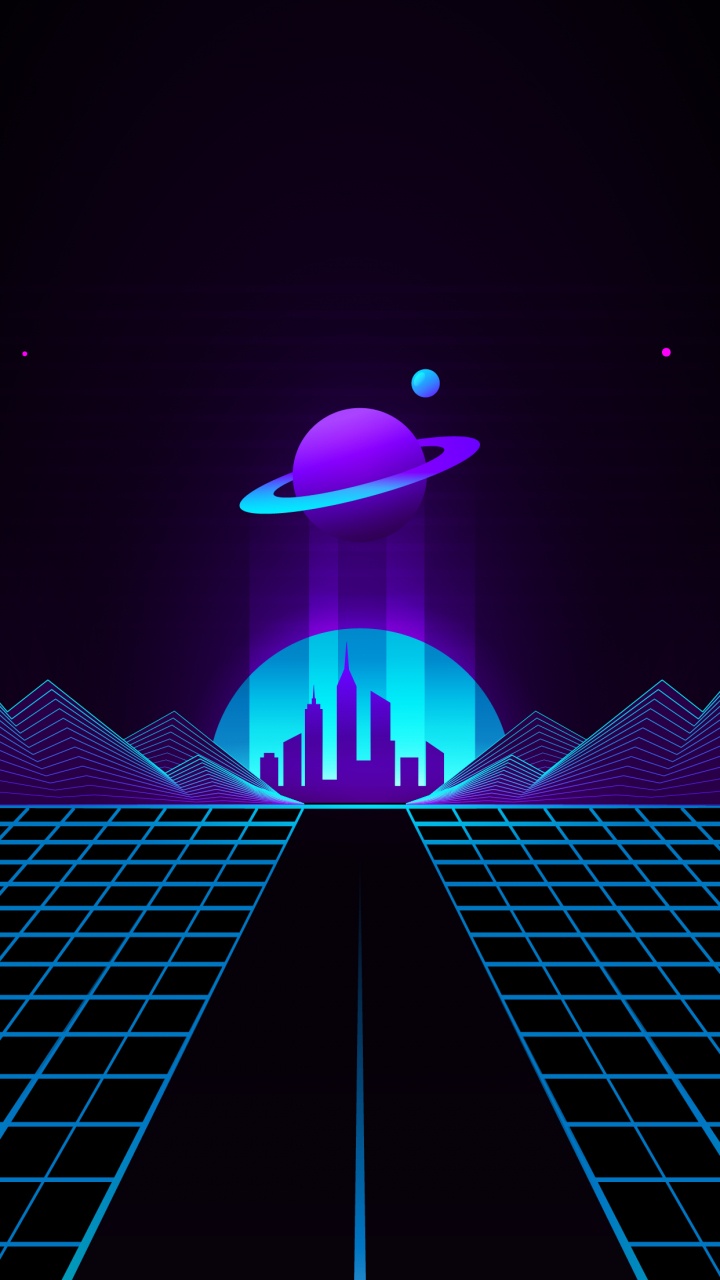 Cyberpunk, Vaporwave, Synthwave, Purple, Violette. Wallpaper in 720x1280 Resolution