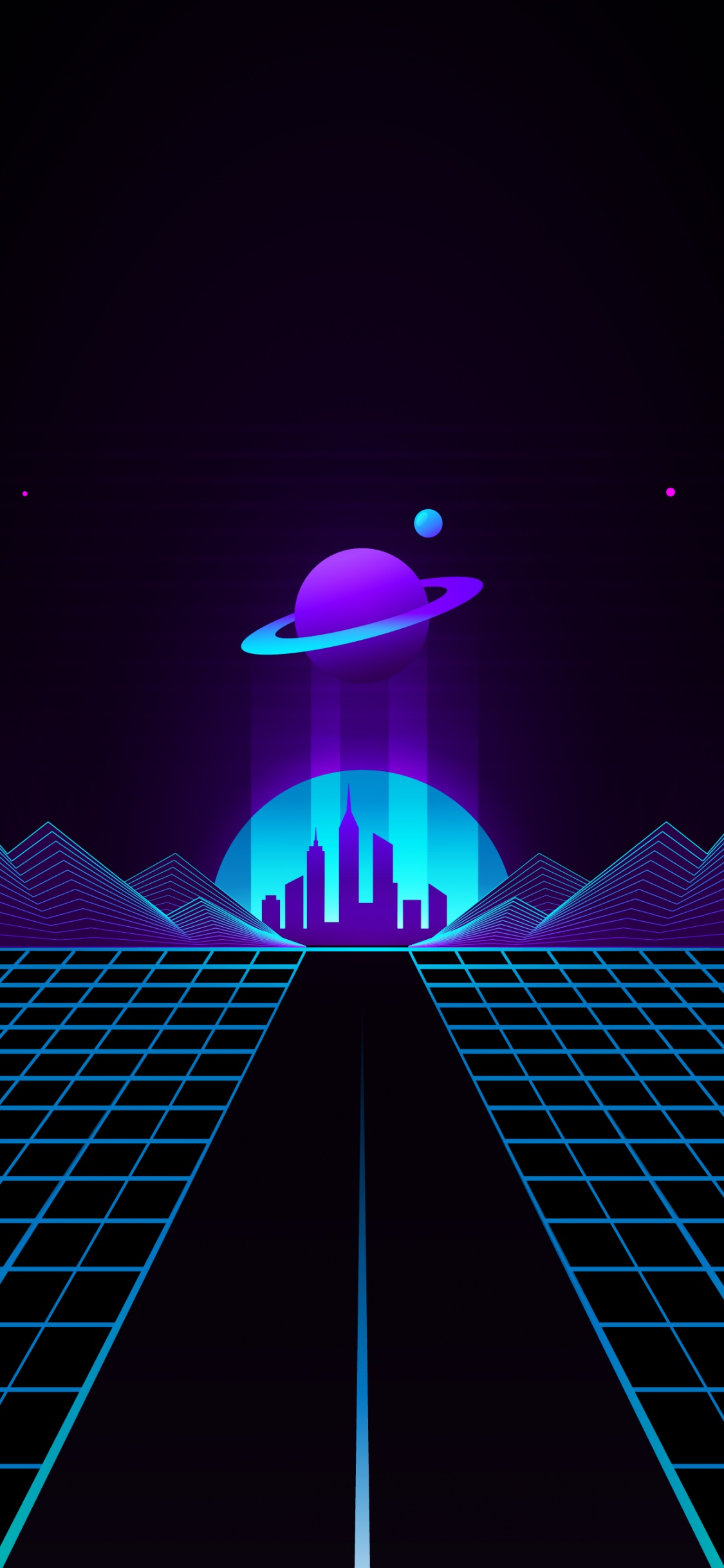Cyberpunk, Vaporwave, Synthwave, Purpur, Veilchen. Wallpaper in 1125x2436 Resolution