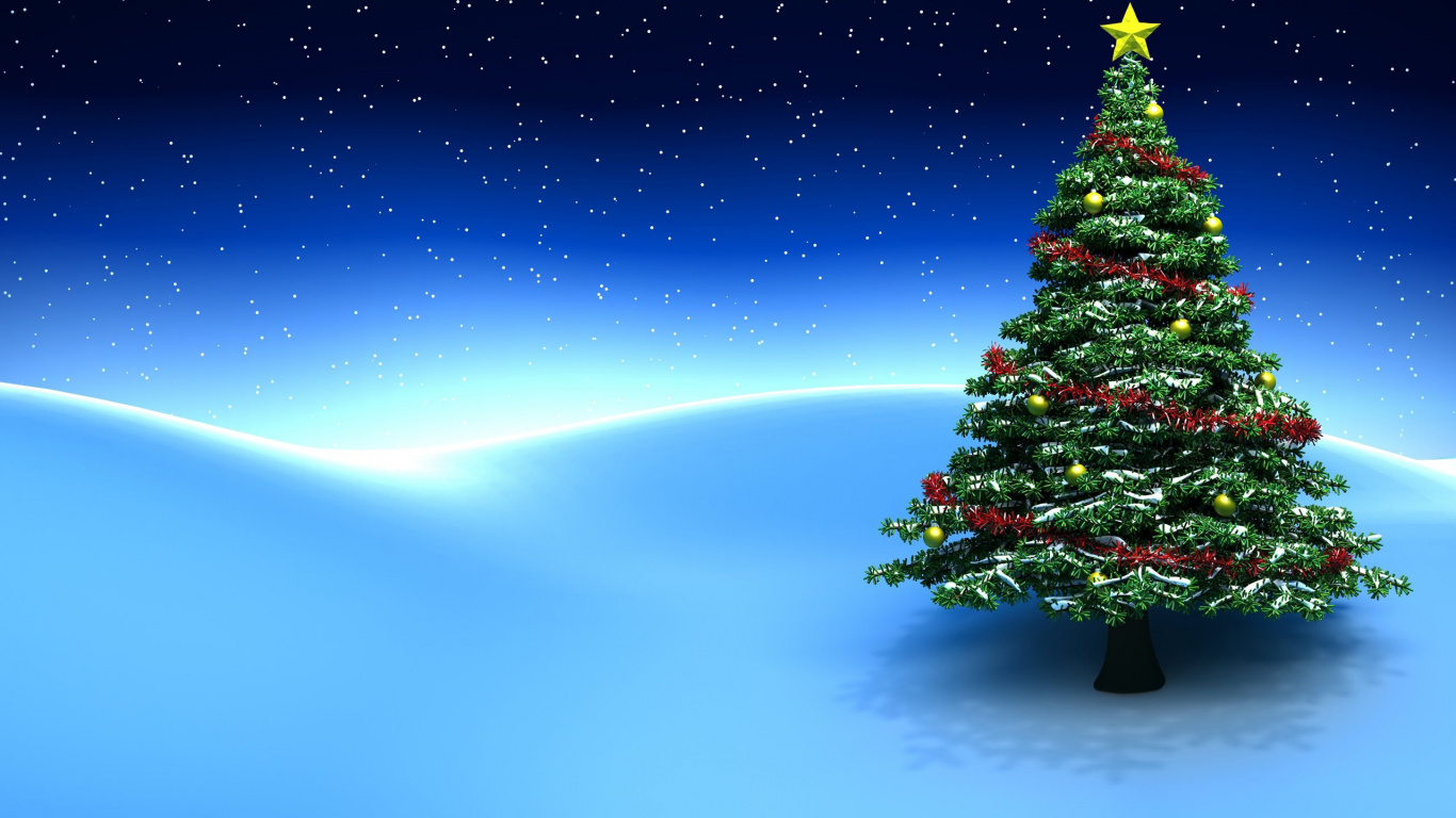 Neujahr, Weihnachten, Weihnachtsbaum, Baum, Weihnachtsdekoration. Wallpaper in 1366x768 Resolution