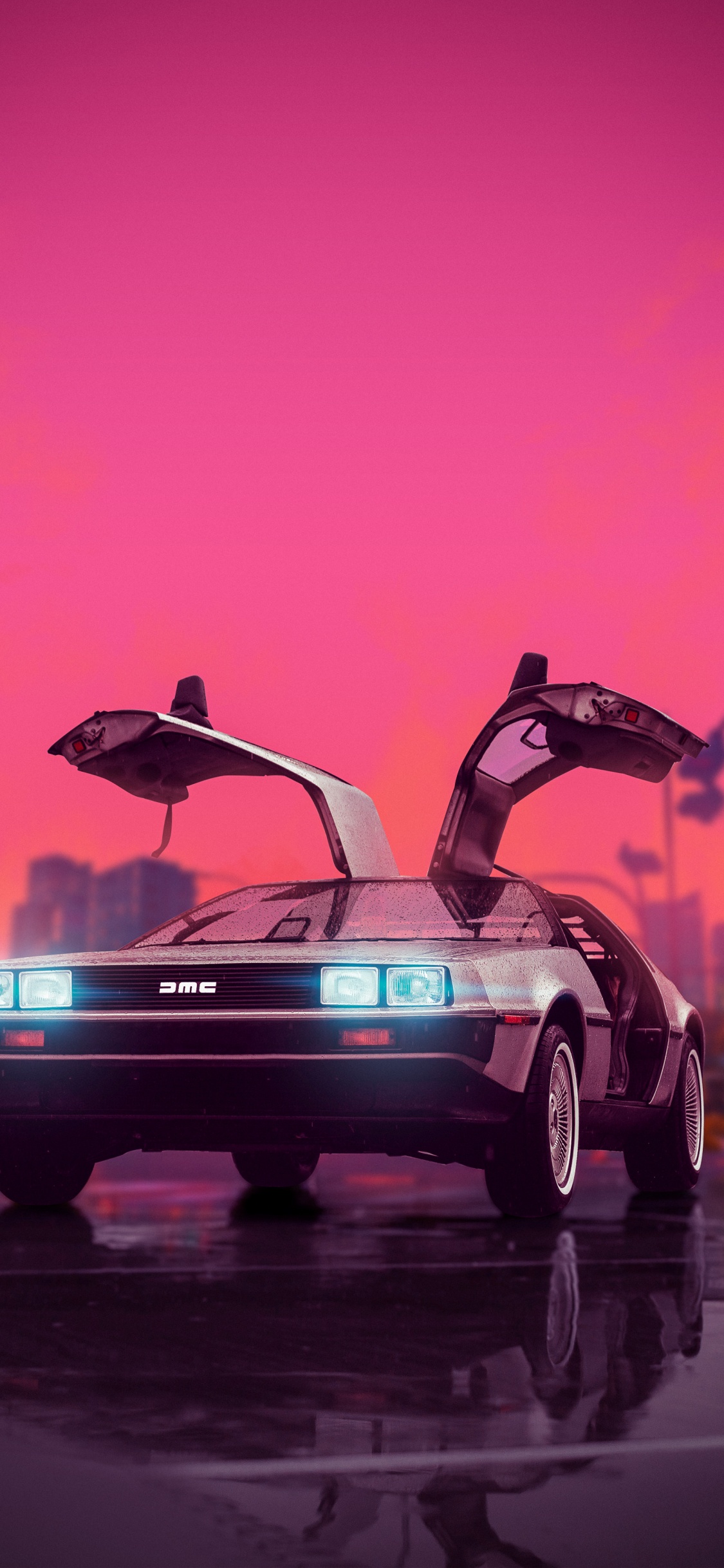 Reflection, Cars, Stray Birds, Tire, Wheel. Wallpaper in 1125x2436 Resolution