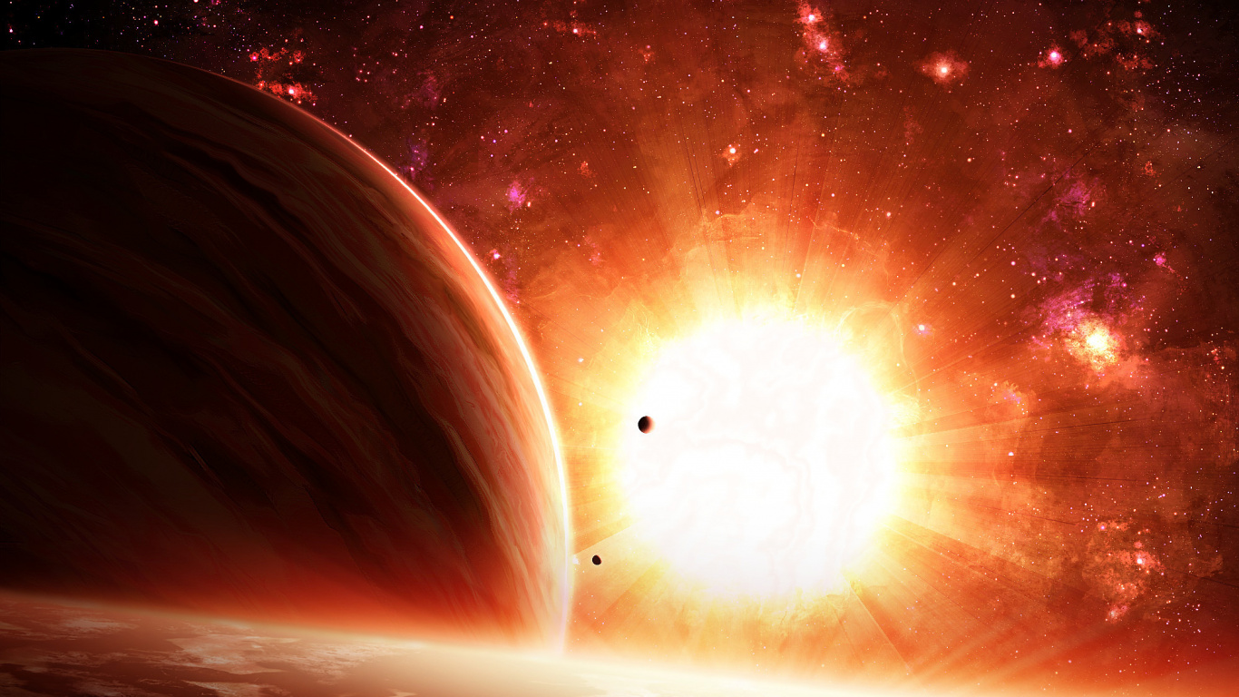 Sun in The Sky During Night Time. Wallpaper in 1366x768 Resolution