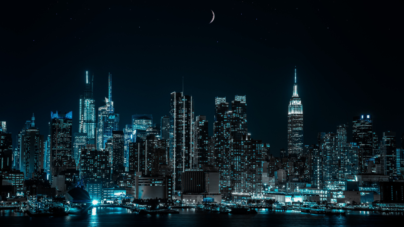 Manhattan, Building, Skyscraper, Atmosphere, Tower. Wallpaper in 1366x768 Resolution