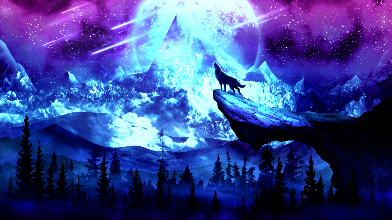 Purple and Blue Sky With Stars. Wallpaper in 1366x768 Resolution