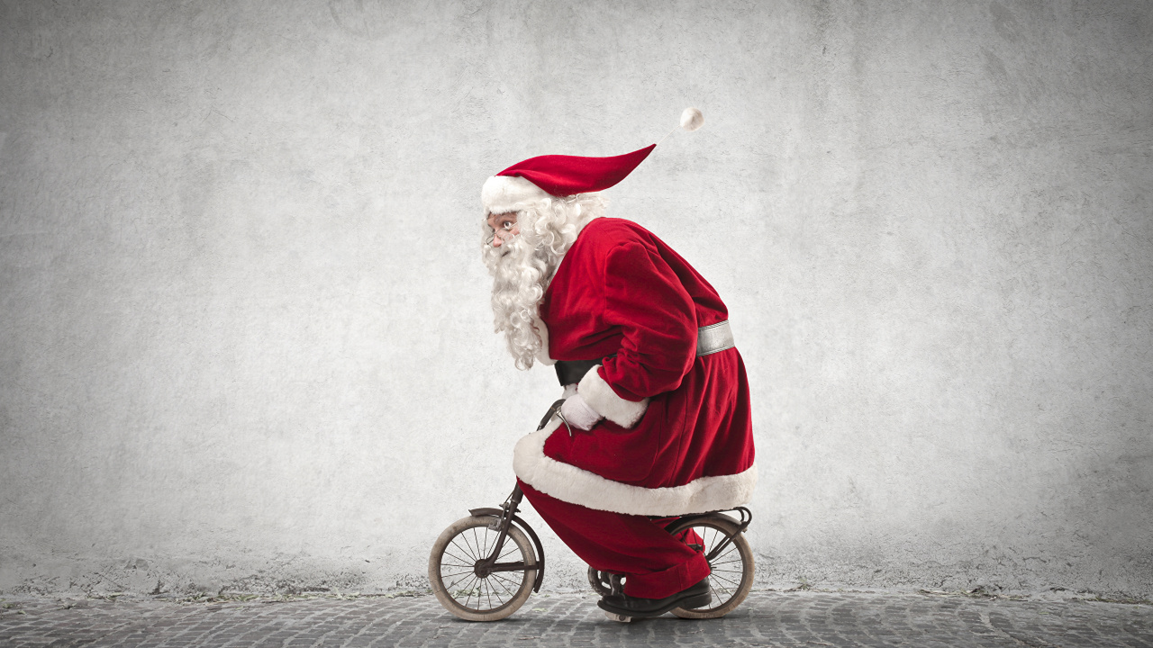 El Día De Navidad, Santa Claus, Rojo, Ciclismo, Cumpleaños. Wallpaper in 1280x720 Resolution