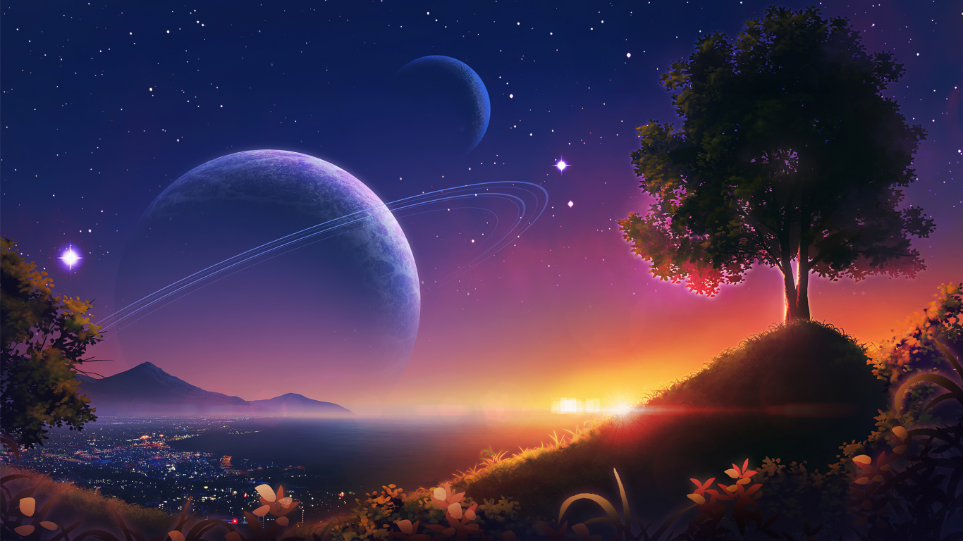 Ambiente, Luz, Naturaleza, Paisaje Natural, Luna. Wallpaper in 1366x768 Resolution