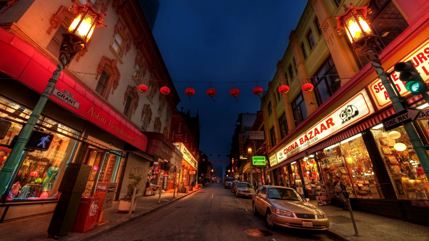 唐人街, 街, 里程碑, 城市, 市中心 壁纸 1366x768 允许