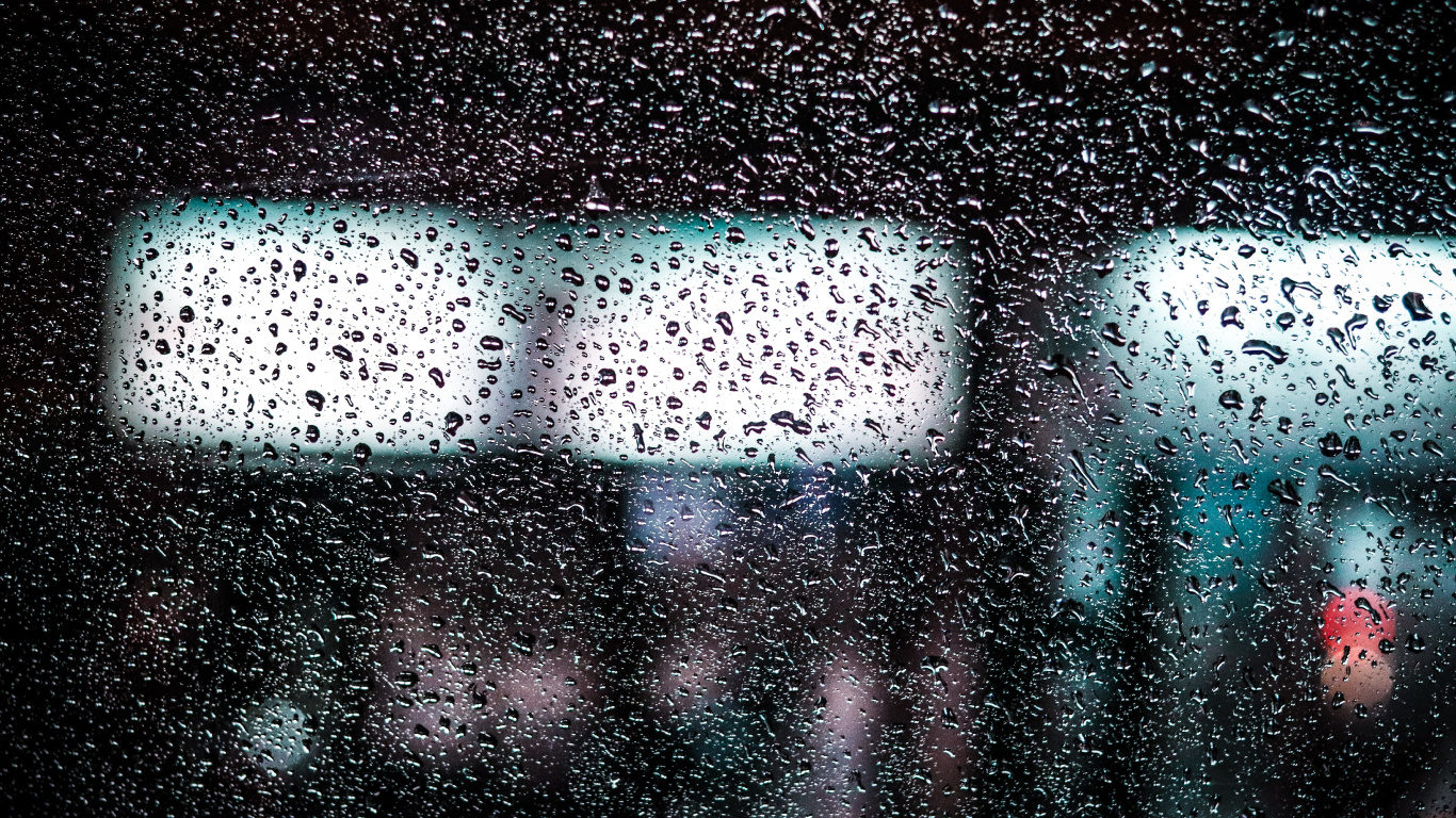 Water Droplets on Clear Glass. Wallpaper in 1366x768 Resolution