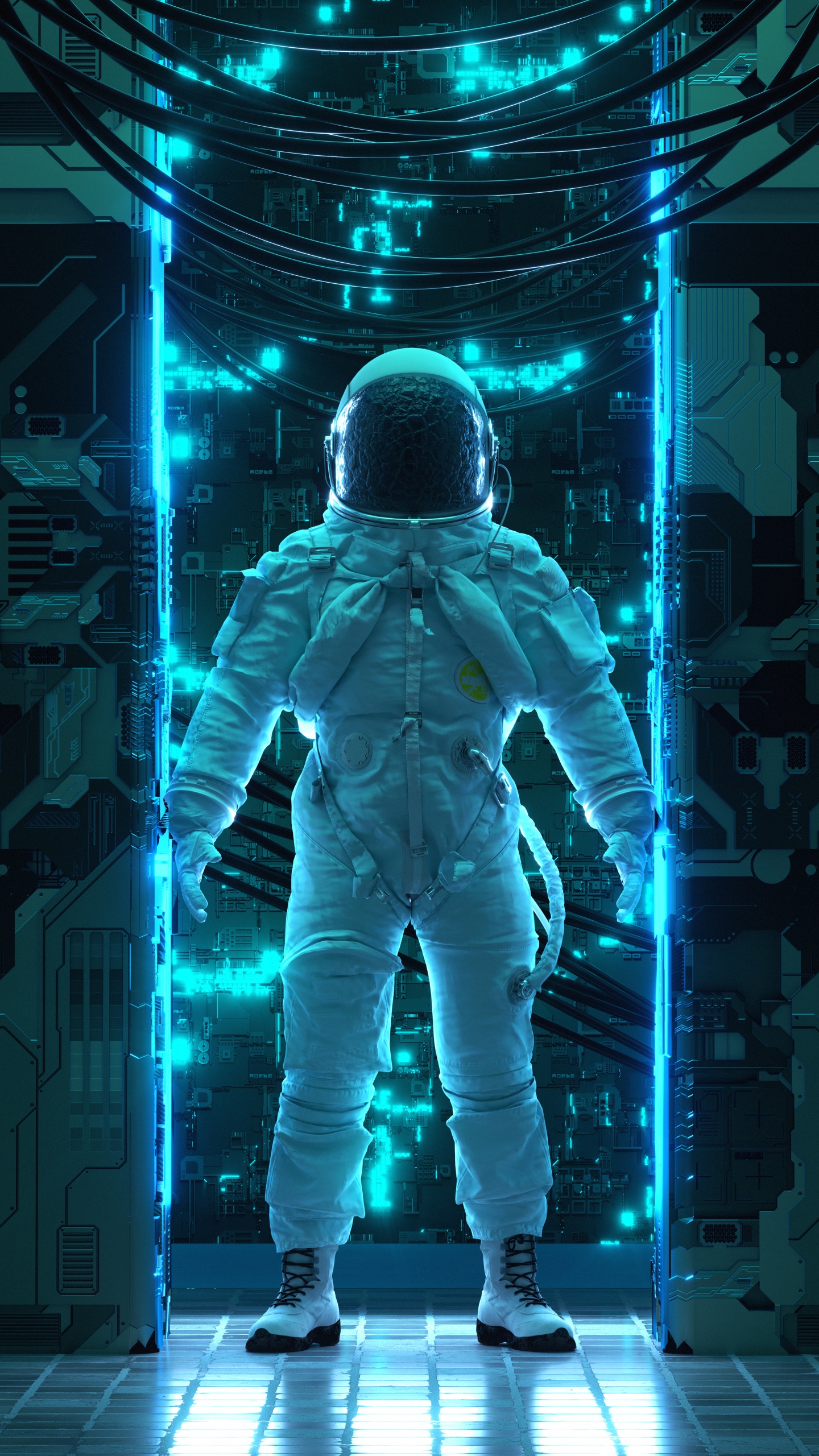 宇航员, 光, 套, 电蓝色的, 空间 壁纸 1440x2560 允许