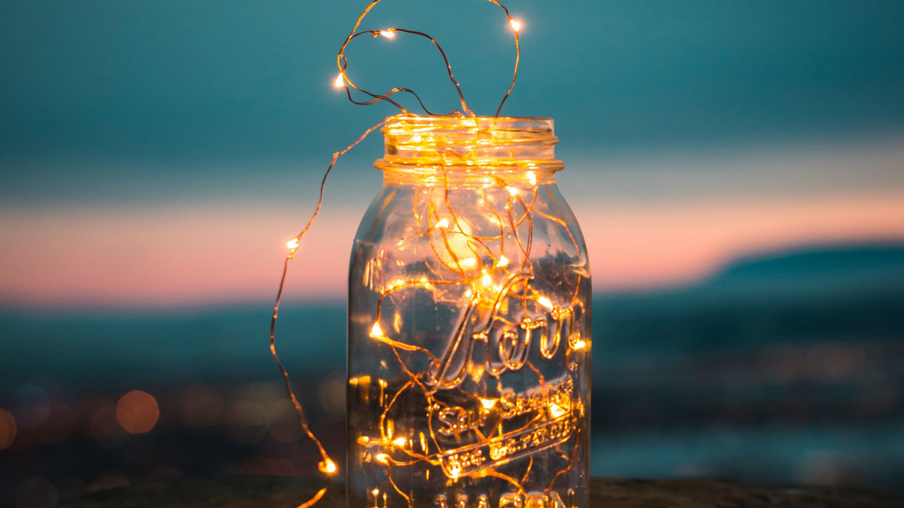 Mason Jar, Water, Light, Lighting, Lantern. Wallpaper in 1280x720 Resolution