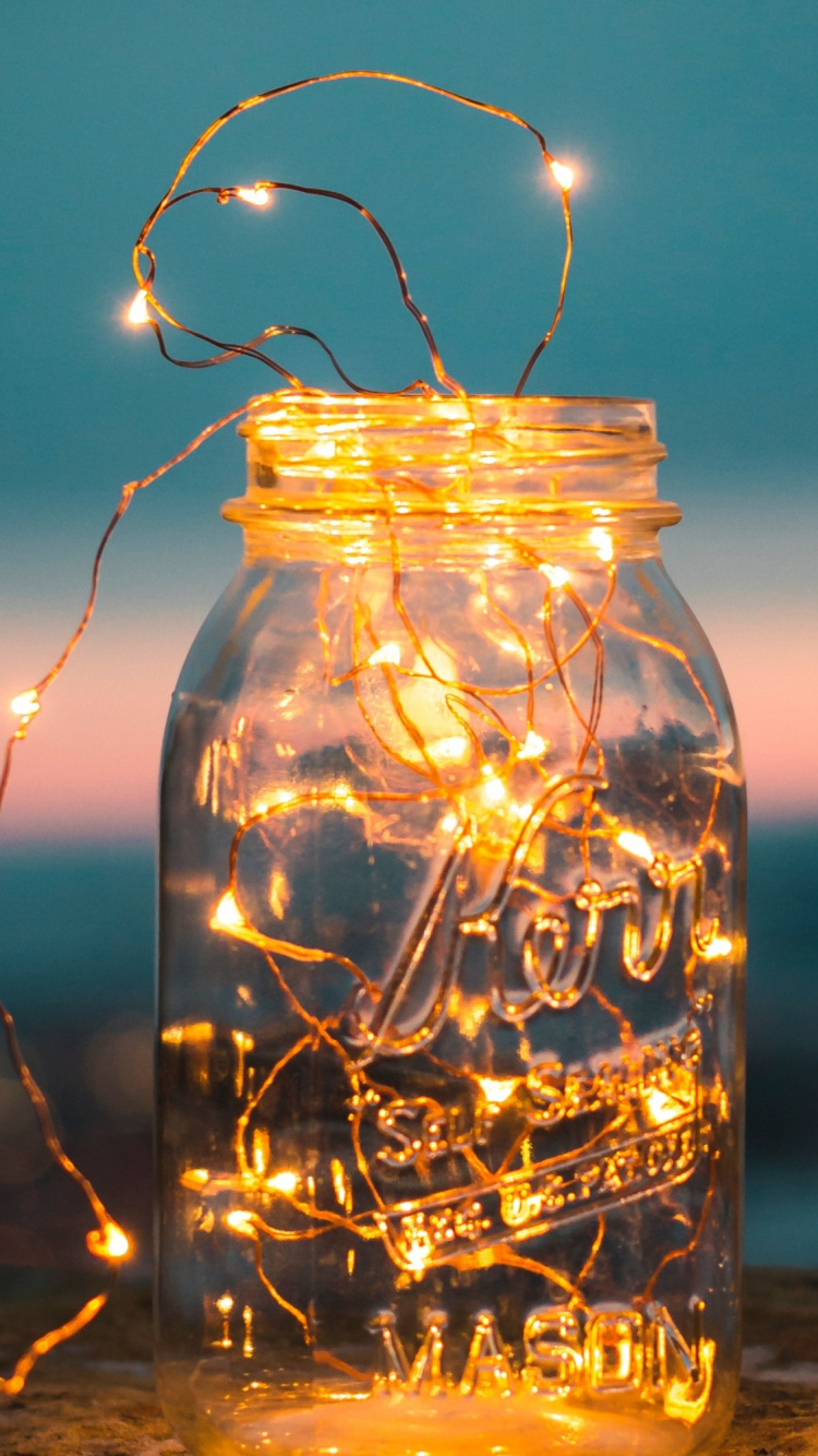Mason Jar, Eau, Lumière, Éclairage, Lanterne. Wallpaper in 750x1334 Resolution