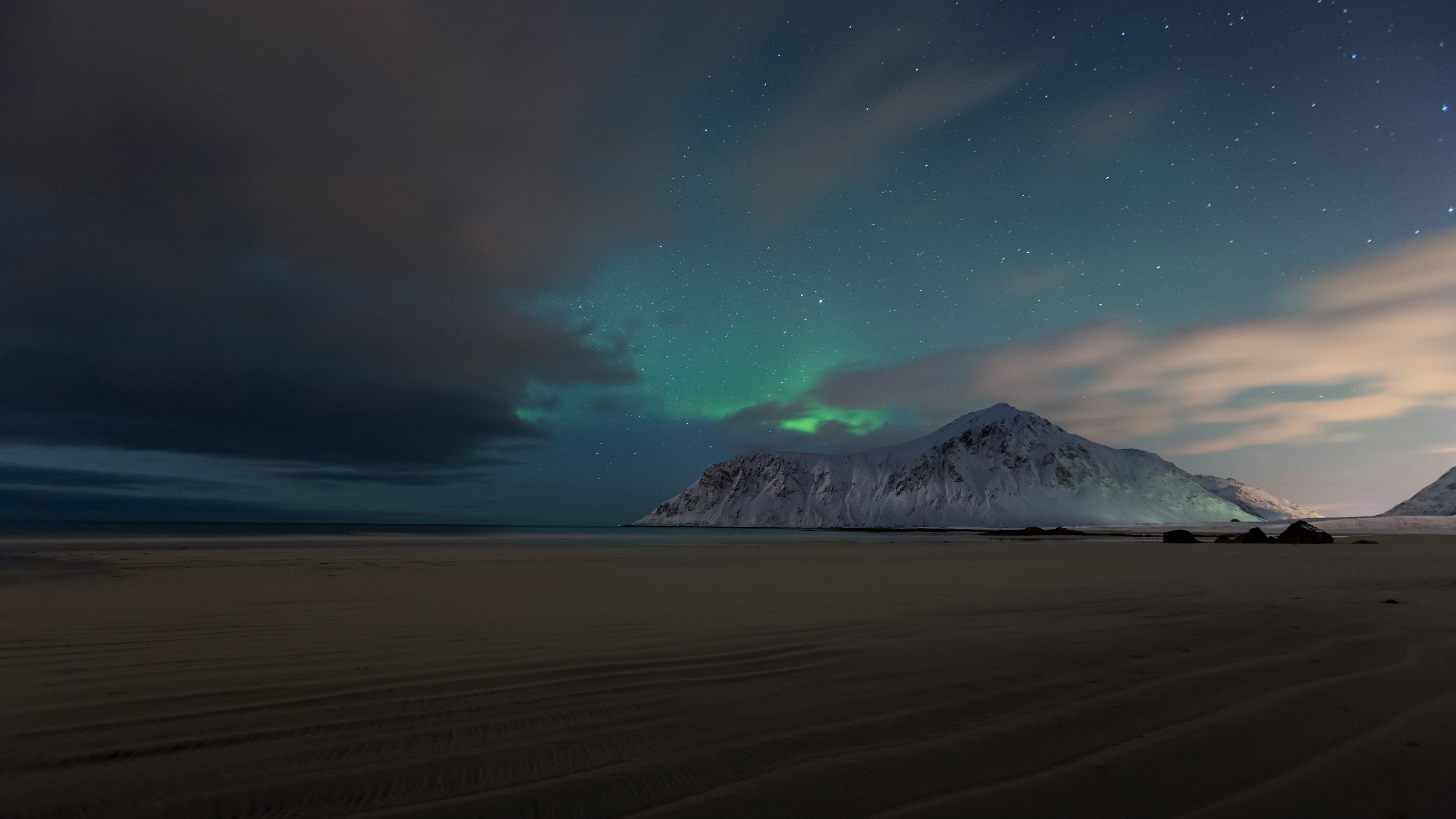 Natur, Aurora, Cloud, Nacht, Tundra. Wallpaper in 2560x1440 Resolution