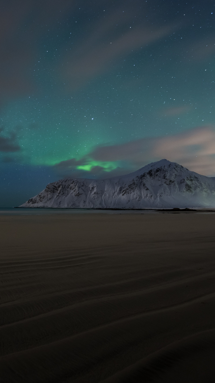 Nature, Aurora, Cloud, Night, Tundra. Wallpaper in 750x1334 Resolution