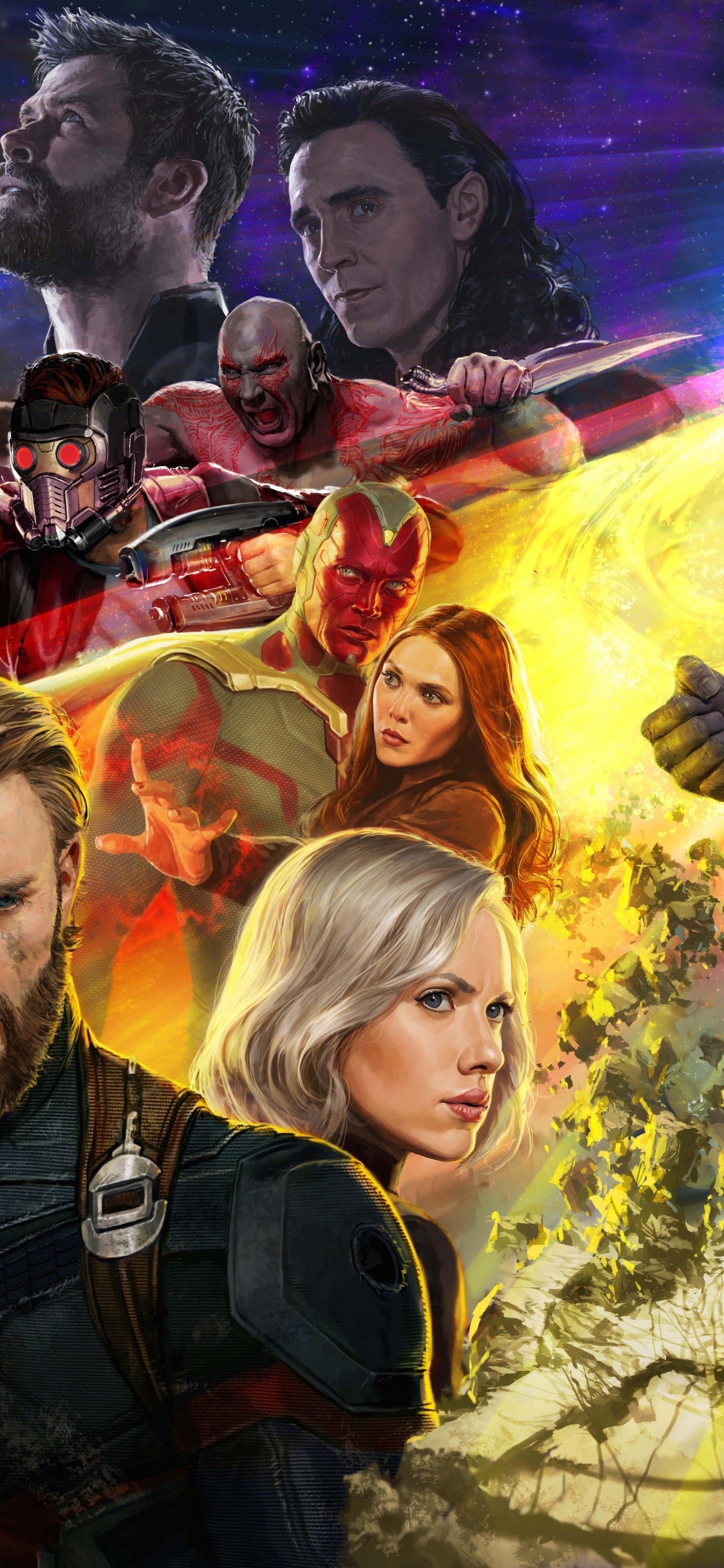 Avengers Infinity War, Thanos, Capitán América, Los Vengadores, Personaje de Ficción. Wallpaper in 1125x2436 Resolution