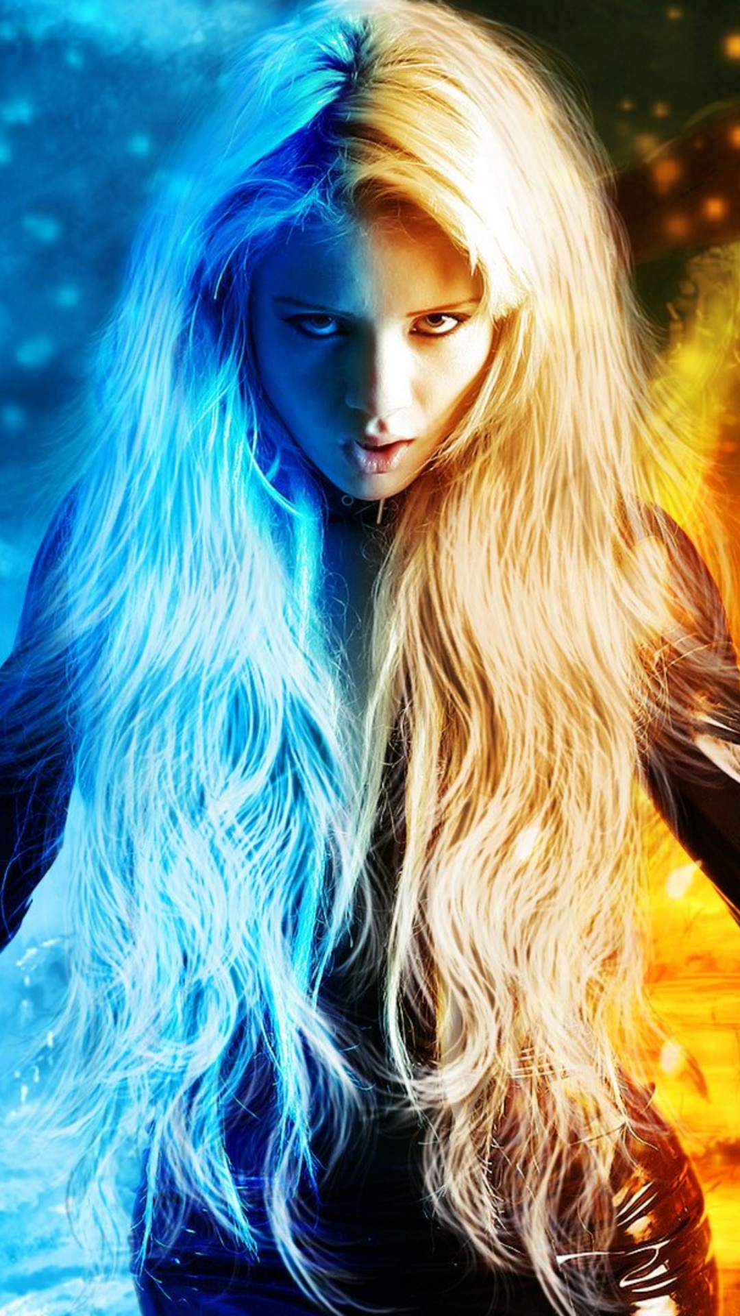 Ice Girl, Blue, Beauty, Long Hair, Electric Blue. Wallpaper in 1080x1920 Resolution