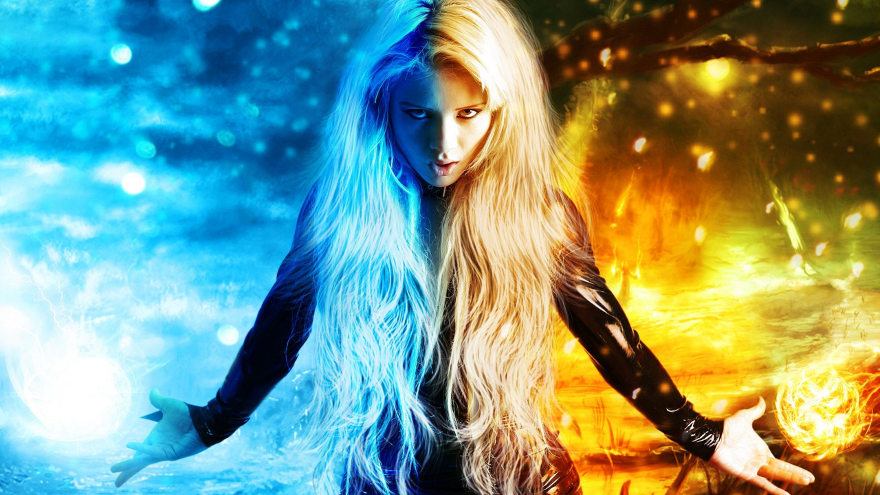 Ice Girl, Blue, Beauty, Long Hair, Electric Blue. Wallpaper in 1280x720 Resolution