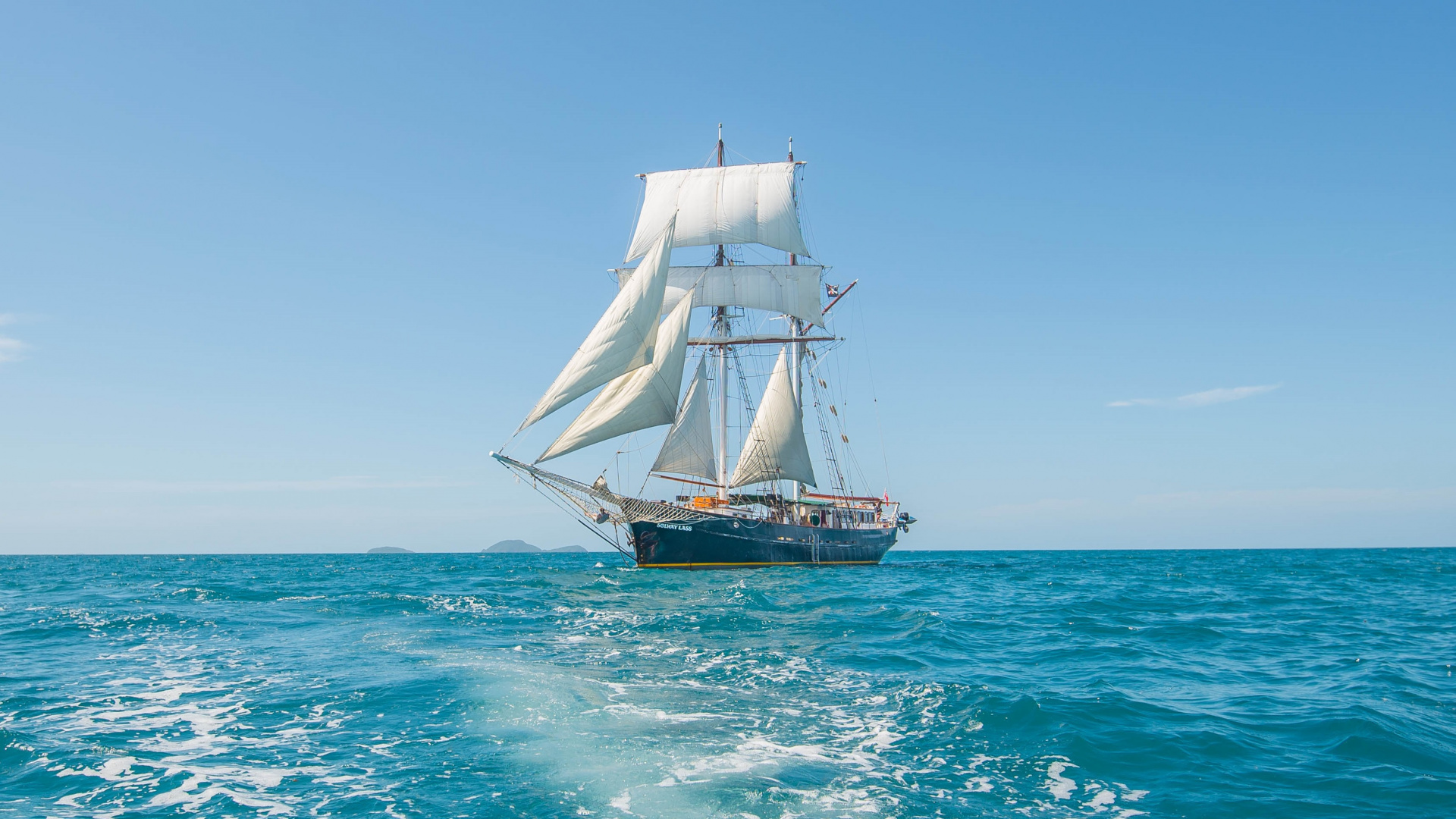 Brown and White Sail Boat on Sea During Daytime. Wallpaper in 1920x1080 Resolution