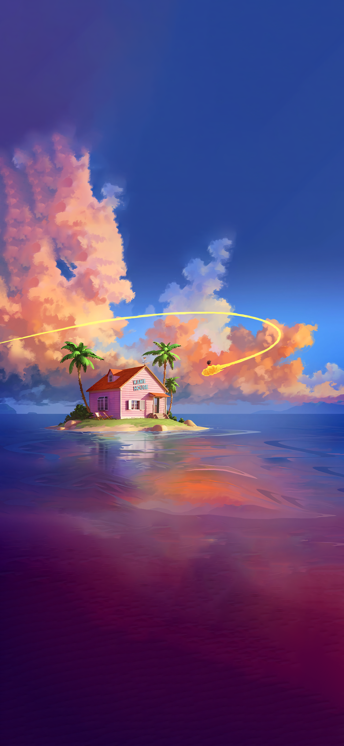 Kame Haus, Dragonball, Cloud, Gebäude, Naturlandschaft. Wallpaper in 1125x2436 Resolution