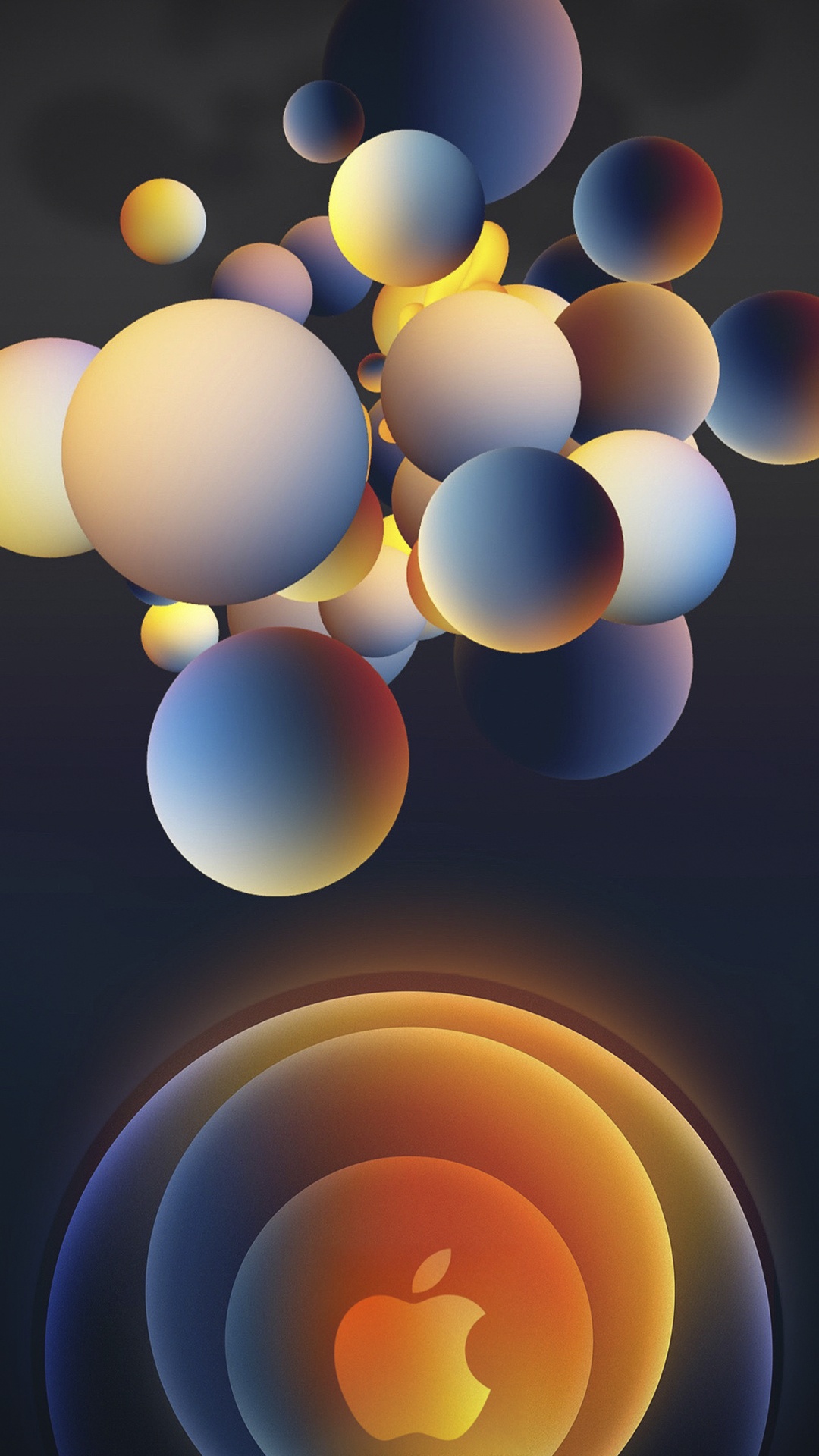 Apples, Ios, IOS 14, Light, Orange. Wallpaper in 1080x1920 Resolution
