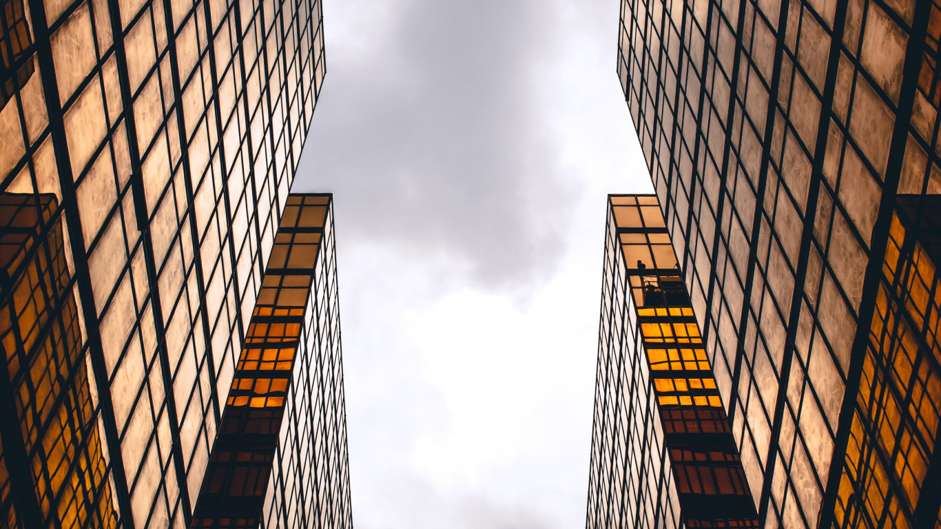 Low Angle Photography of High Rise Buildings. Wallpaper in 1366x768 Resolution