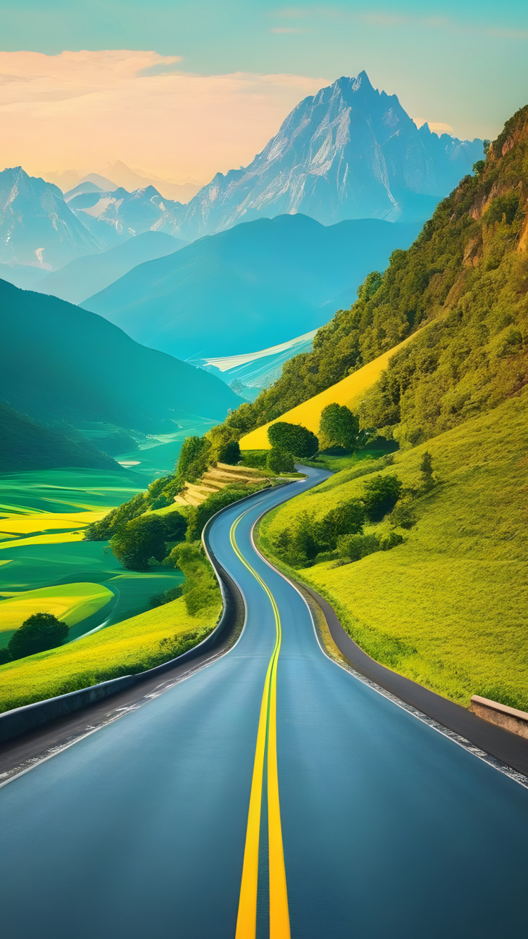 Nature, Mount Scenery, Alps, Mountain Pass, Road. Wallpaper in 750x1334 Resolution