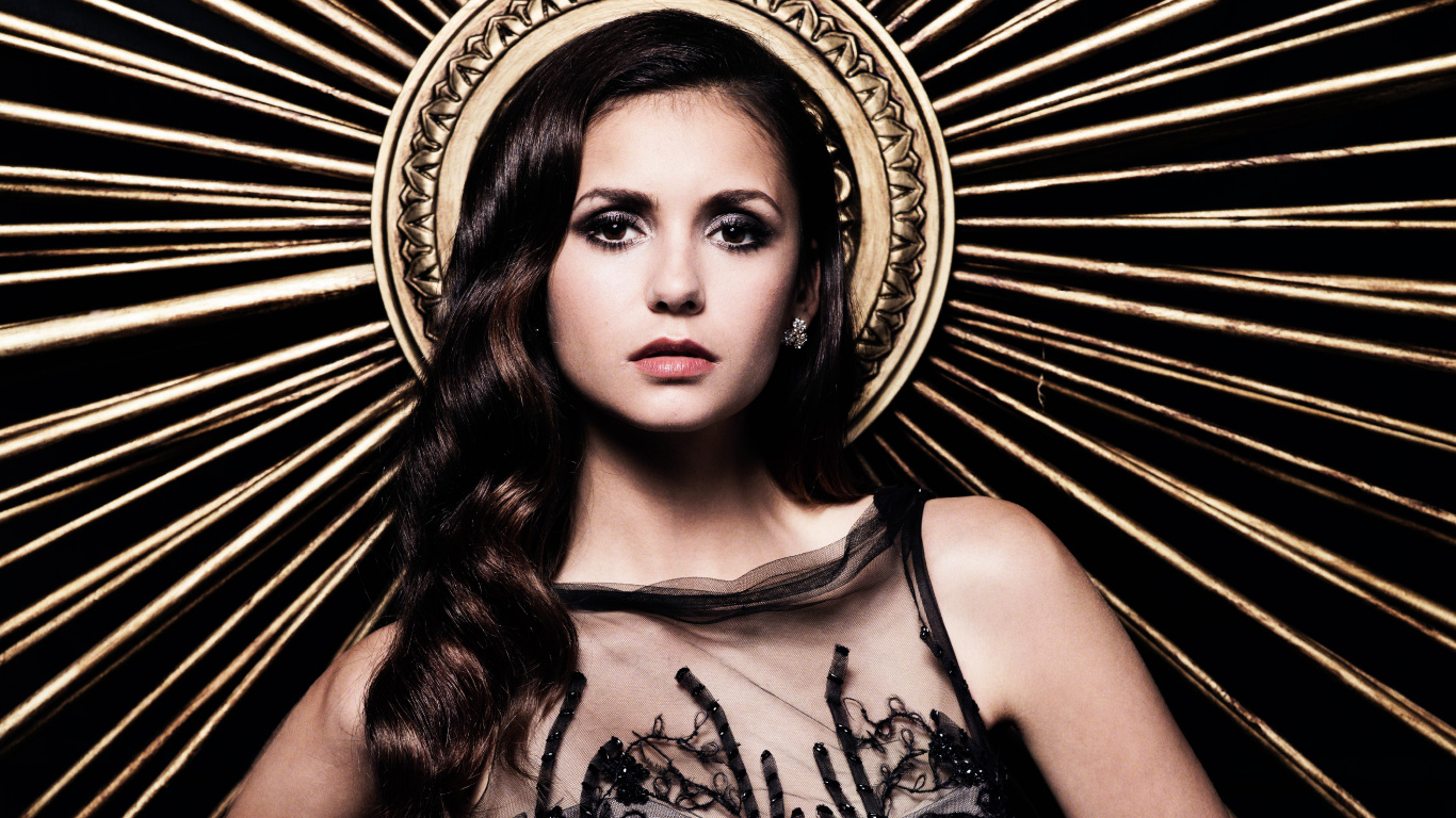 Nina Dobrev, The Vampire Diaries, Elena Gilbert, Damon Salvatore, Die Vampirtagebücher - Staffel 4. Wallpaper in 1366x768 Resolution