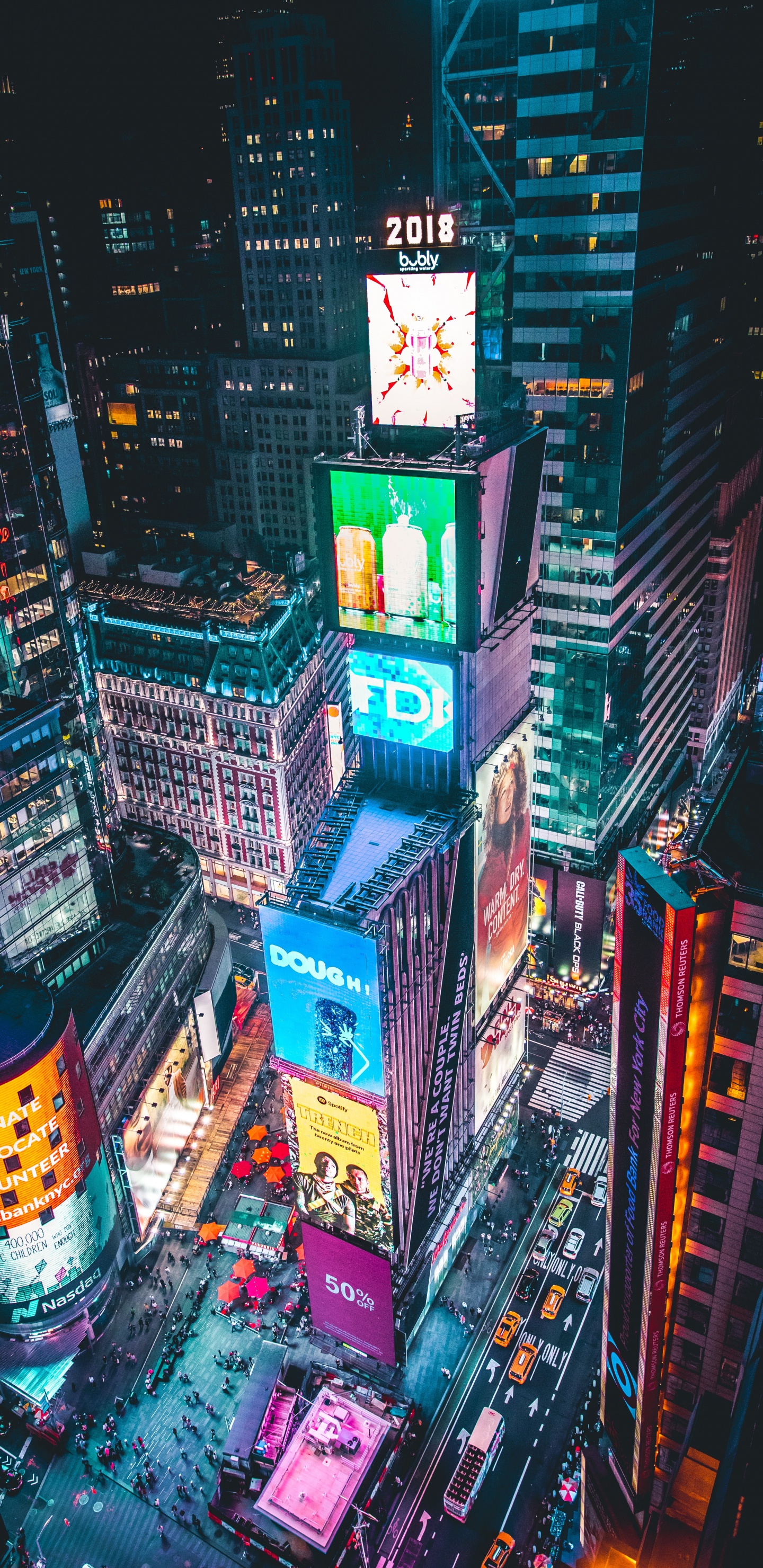 Times Square, Silvester, Wolkenkratzer, Gebäude, Tower. Wallpaper in 1440x2960 Resolution
