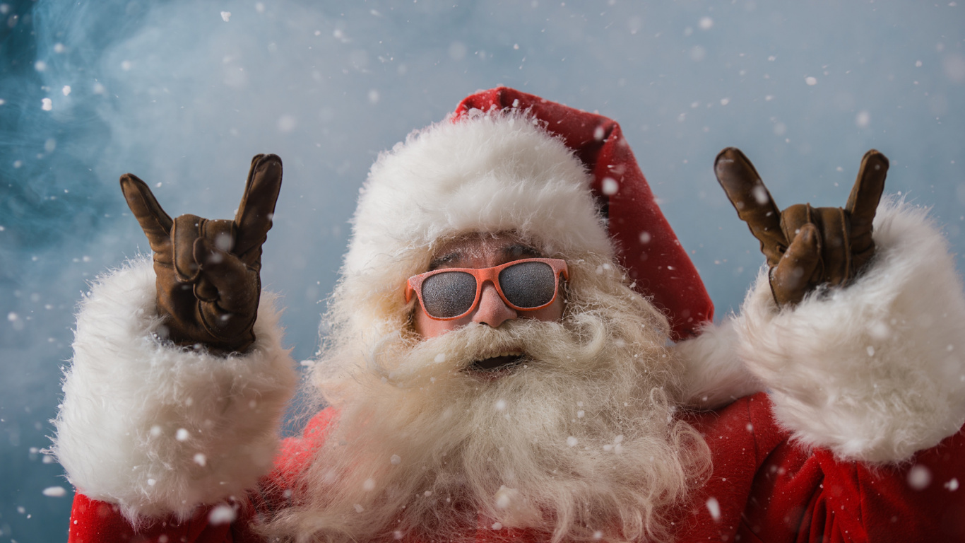 Weihnachtsmann, Weihnachten, Winter, Kaninchen, Rabits Und Hasen. Wallpaper in 1366x768 Resolution