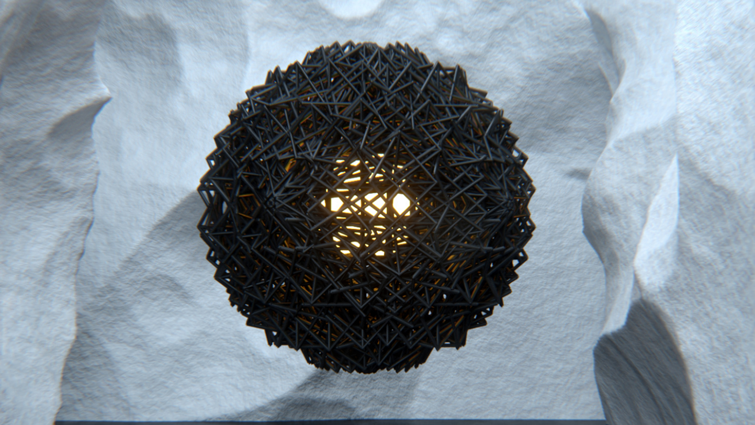 Boule Ronde Noire Sur Papier de Soie Blanc. Wallpaper in 2560x1440 Resolution