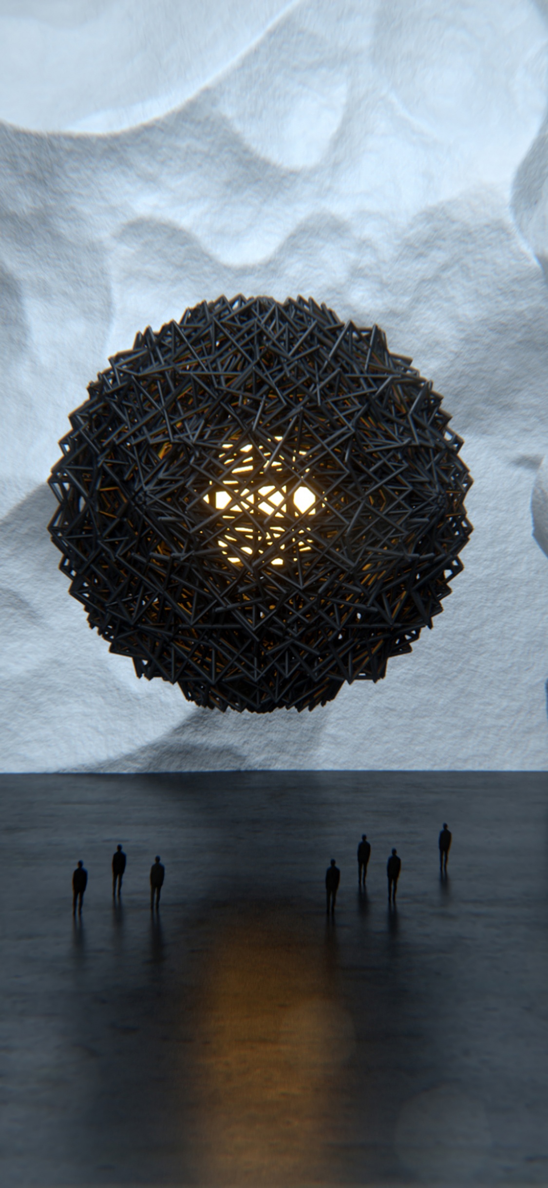 Black Round Ball on White Tissue Paper. Wallpaper in 1125x2436 Resolution