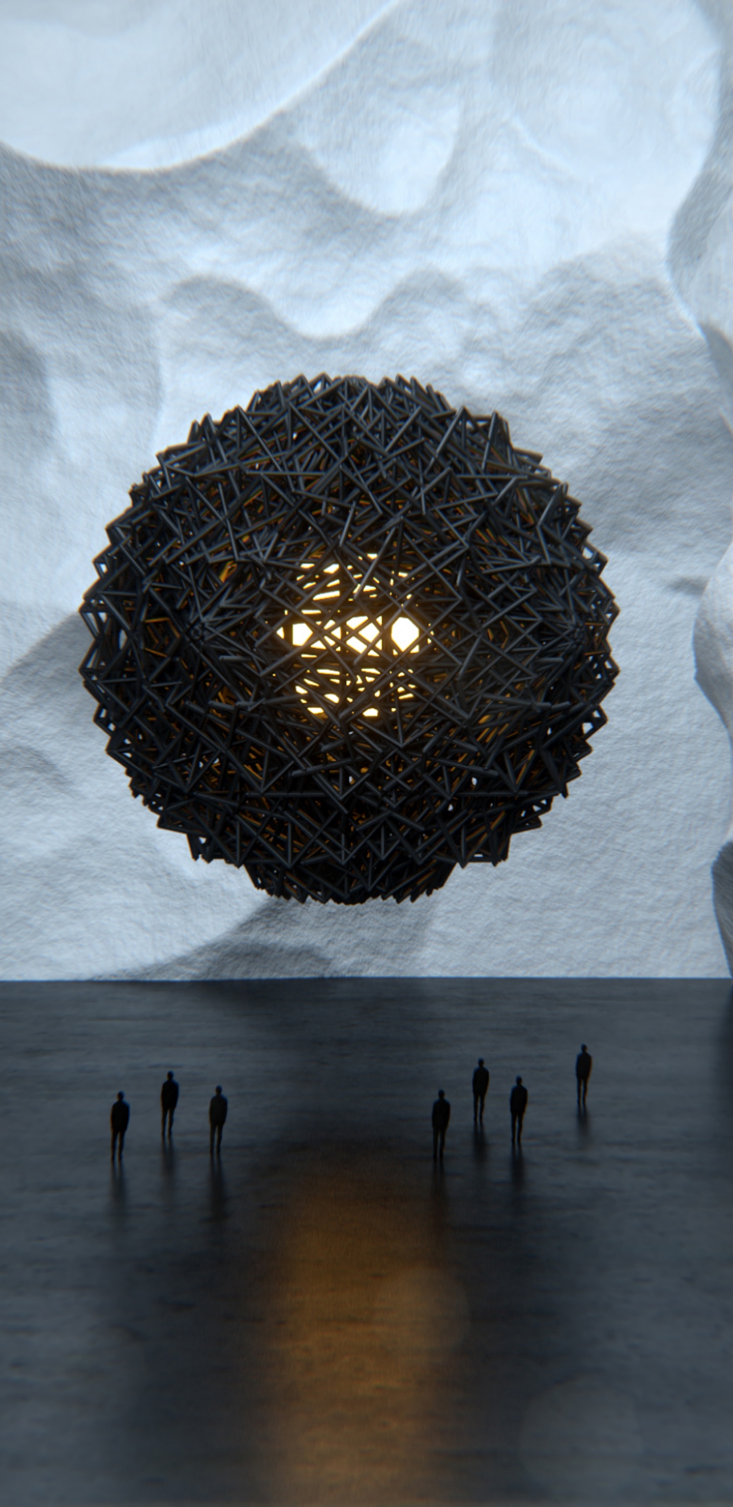 Black Round Ball on White Tissue Paper. Wallpaper in 1440x2960 Resolution