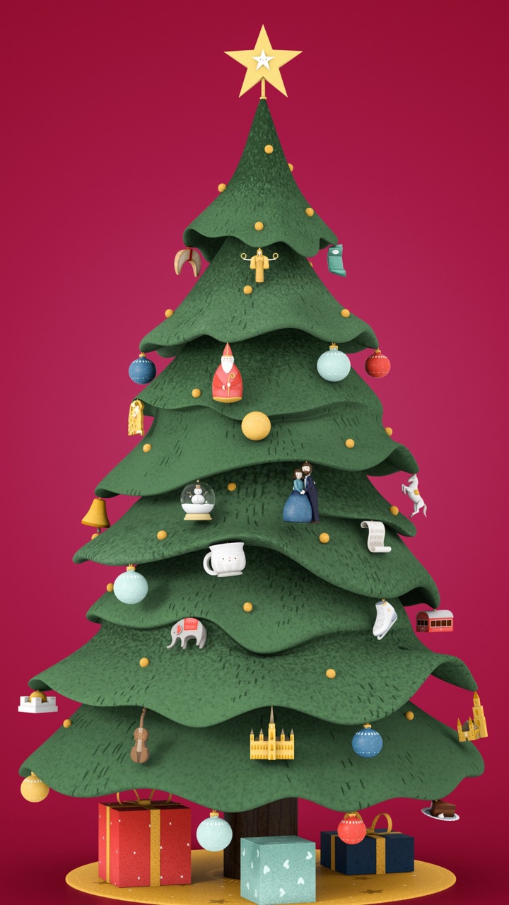 Arbre de Noël, Santa Claus, Nouvelle Année, Graphique, le Jour de L'an. Wallpaper in 720x1280 Resolution