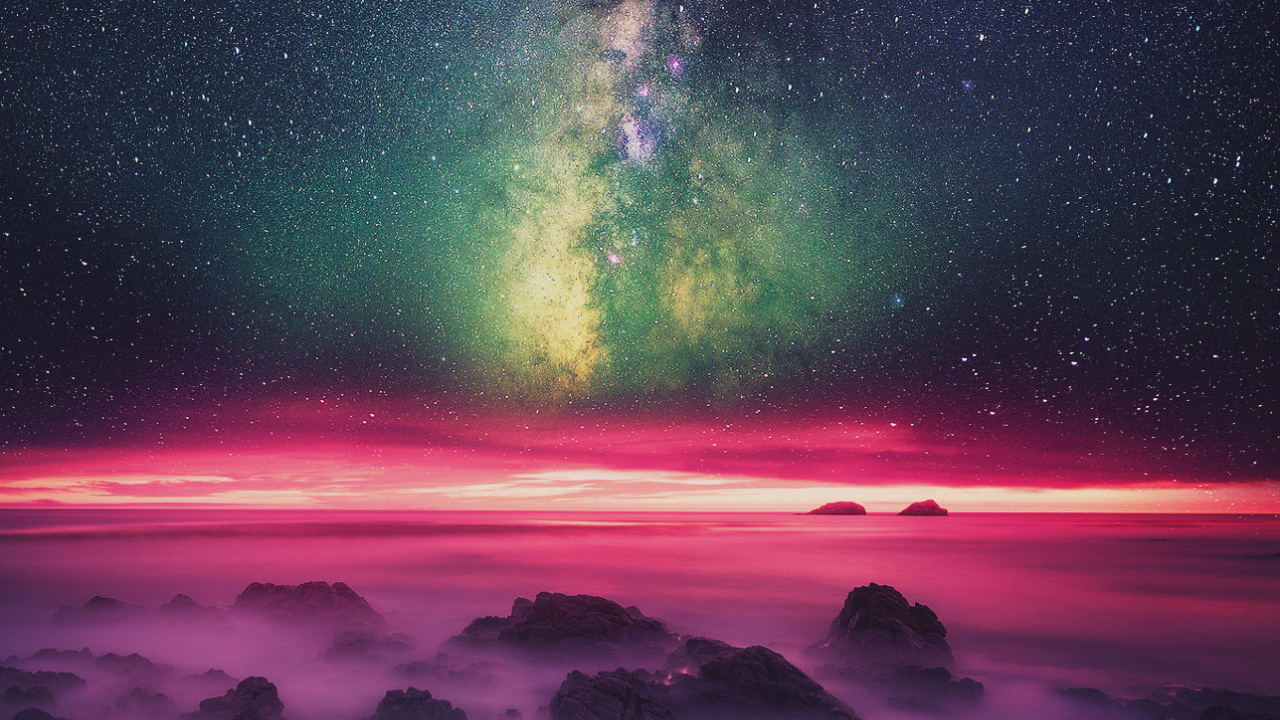 Schwarz-roter Himmel Mit Sternen. Wallpaper in 1280x720 Resolution