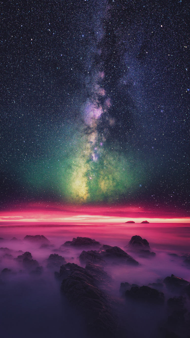 Schwarz-roter Himmel Mit Sternen. Wallpaper in 750x1334 Resolution