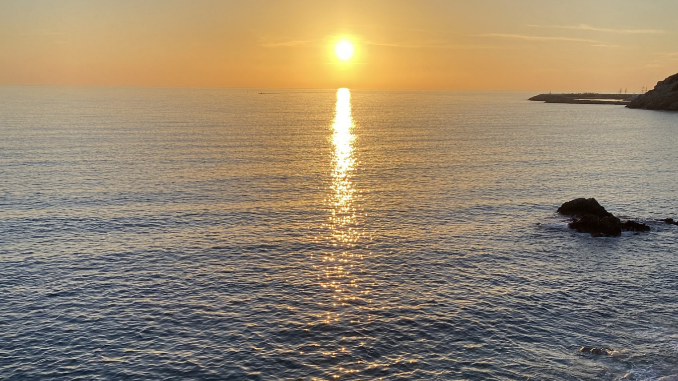 大海, 水资源, 气氛, 余辉, 自然景观 壁纸 1366x768 允许