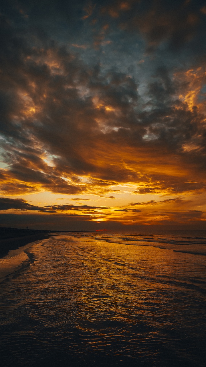 Horizont, Sonnenuntergangsdruck, Cloud, Wasser, Afterglow. Wallpaper in 720x1280 Resolution