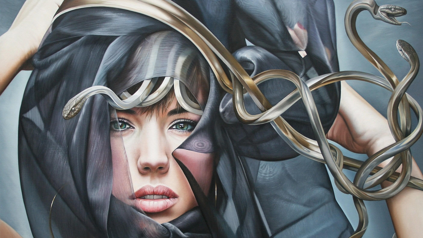 Woman in Black Leather Jacket. Wallpaper in 1366x768 Resolution