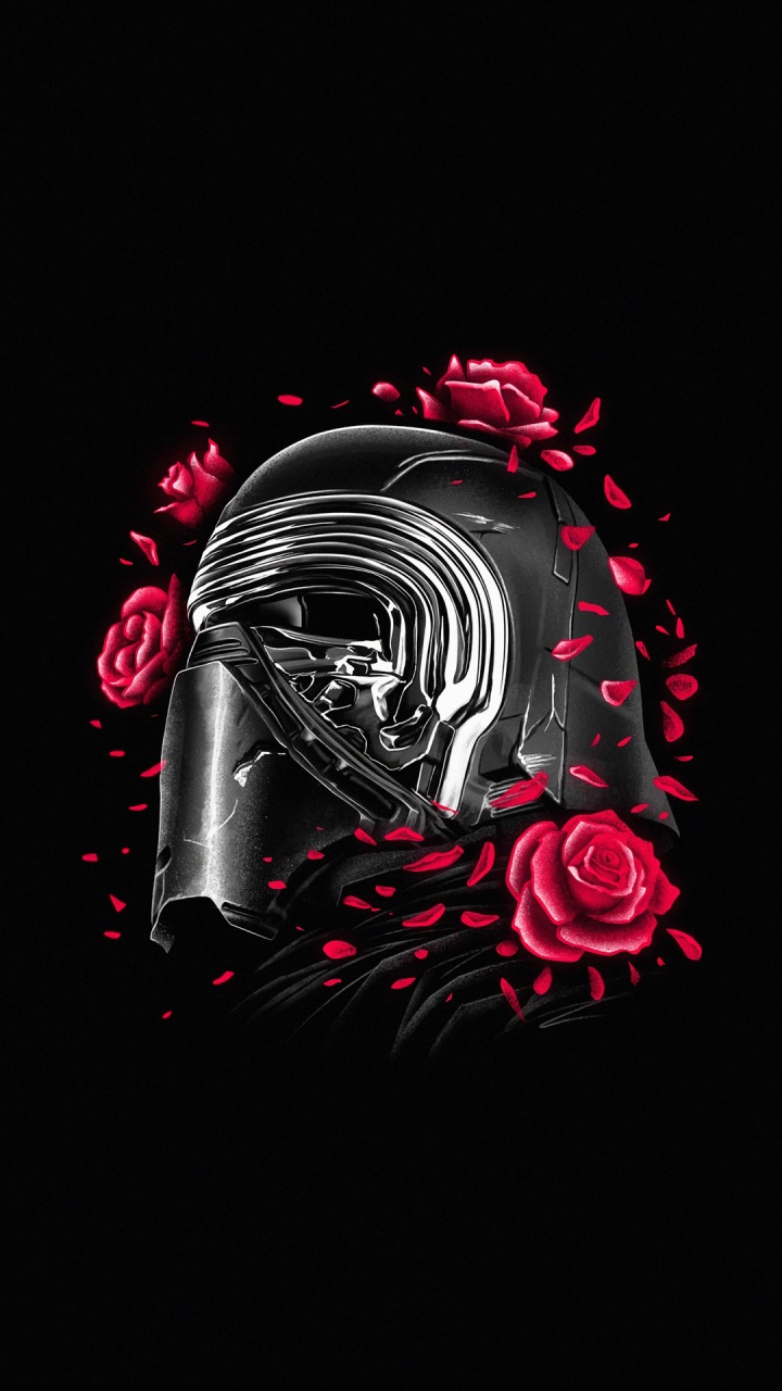 Casco Kylo Ren, Star Wars, Pétalo, Rosa, Magenta. Wallpaper in 720x1280 Resolution