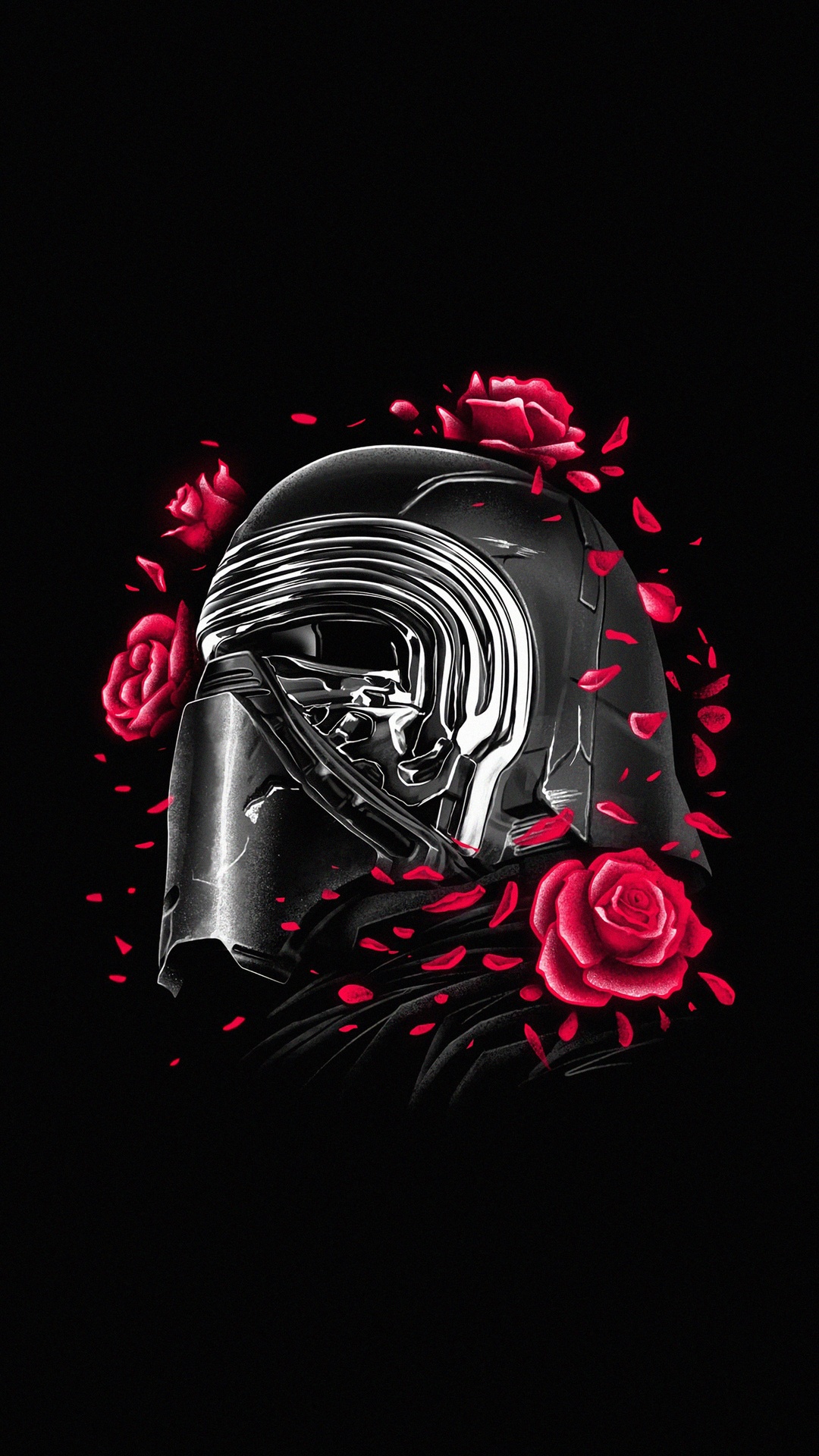 Kylo Ren Helm, Star Wars, Malerei, Blütenblatt, Pink. Wallpaper in 1080x1920 Resolution