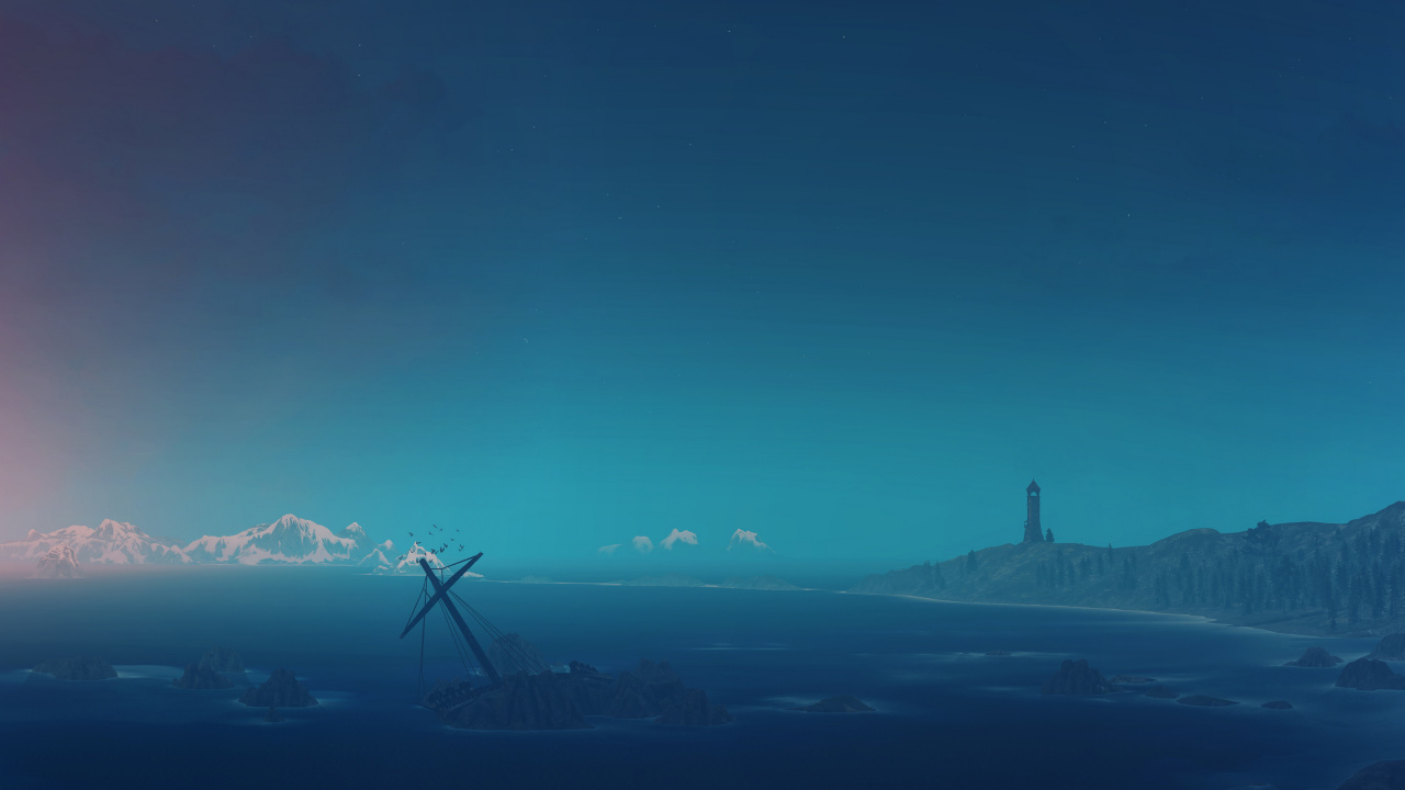 Éolienne au Sommet de la Colline Pendant la Nuit. Wallpaper in 1280x720 Resolution