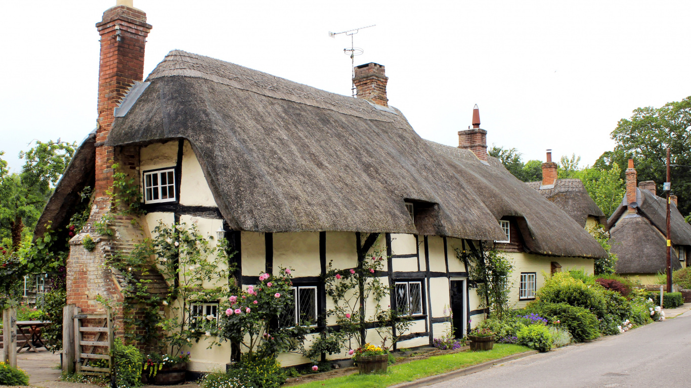 Brown and White House Near Green Trees During Daytime. Wallpaper in 1366x768 Resolution