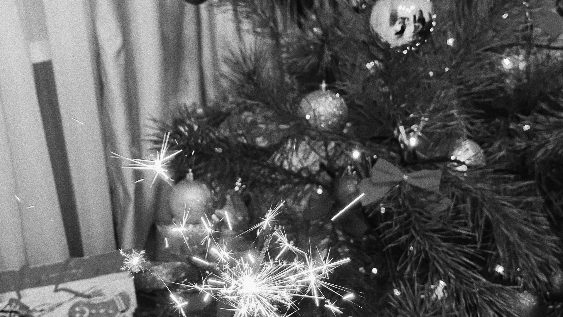 Weihnachtsbaum, Weihnachten, Schwarz Und Weiß, Weihnachtsdekoration, Fir. Wallpaper in 1920x1080 Resolution