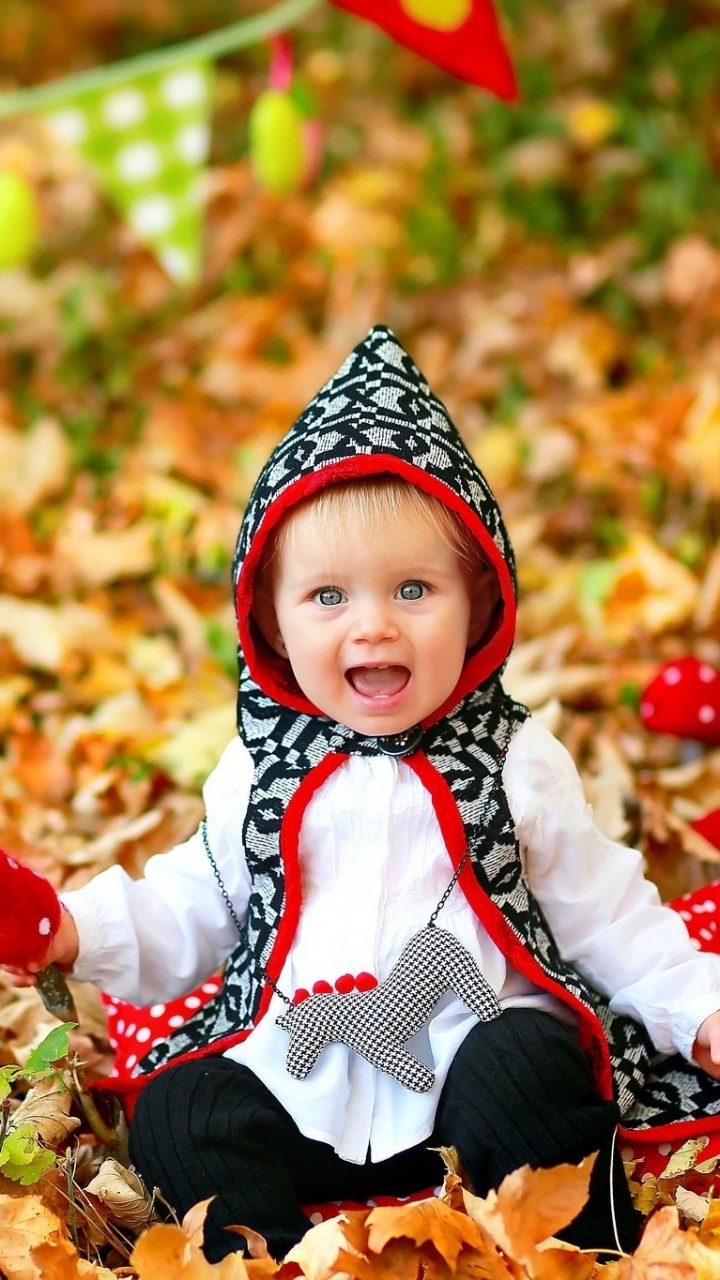 Autumn, Infant, Leaf, Child, Toddler. Wallpaper in 720x1280 Resolution